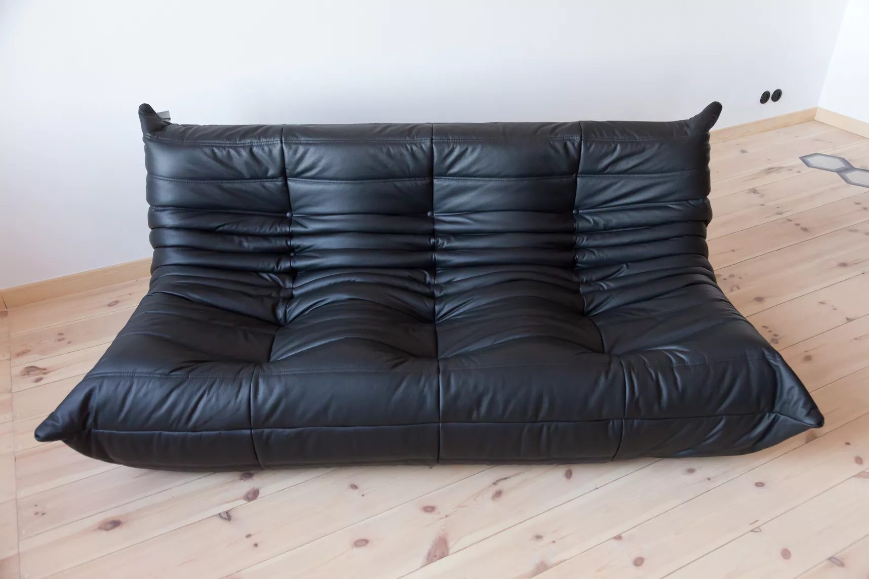 Togo Sofa 3-Sitzer Madras-Leder Schwarz