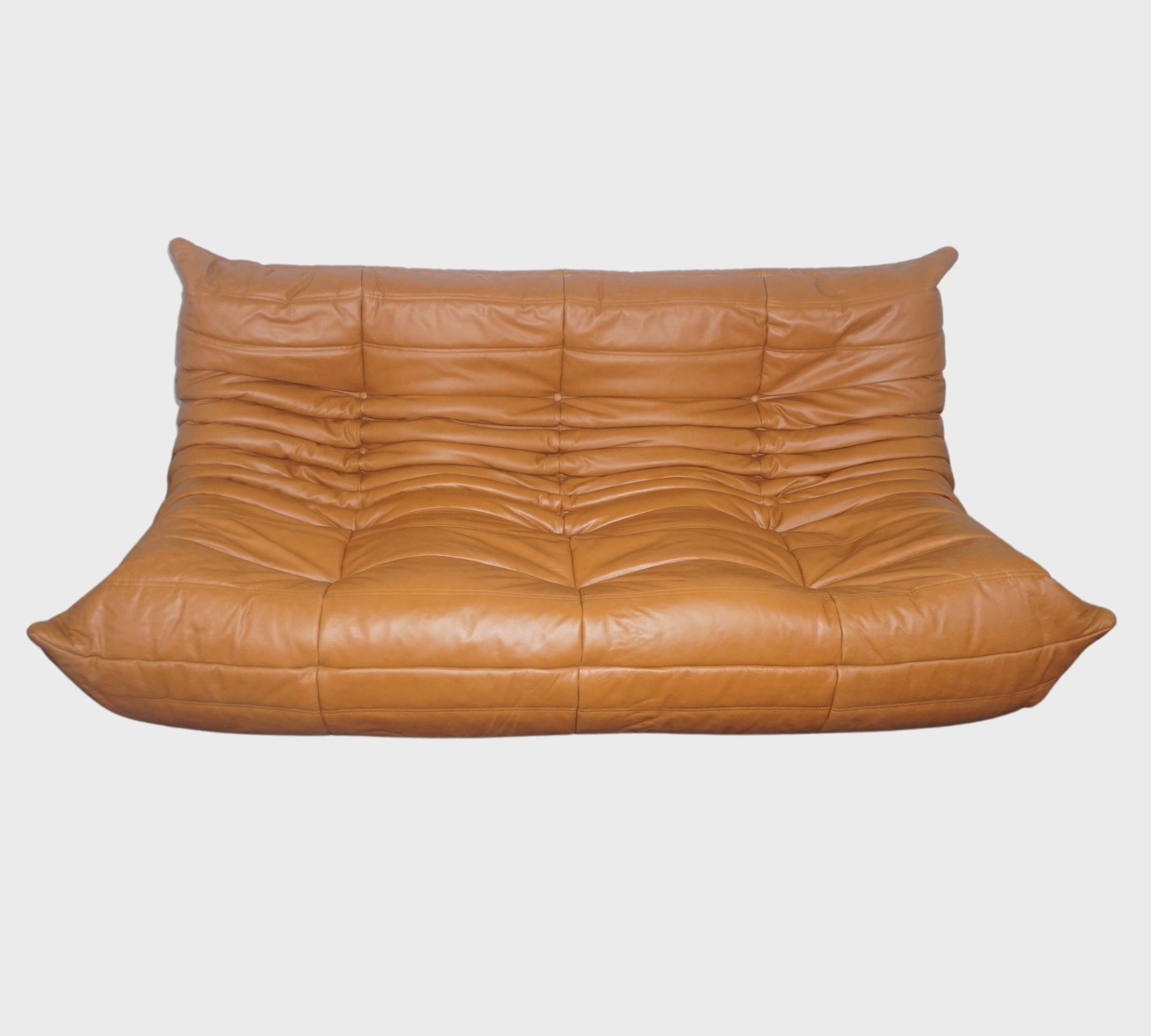 Togo Sofa 3-Sitzer Pull-Up-Leder Tabakbraun