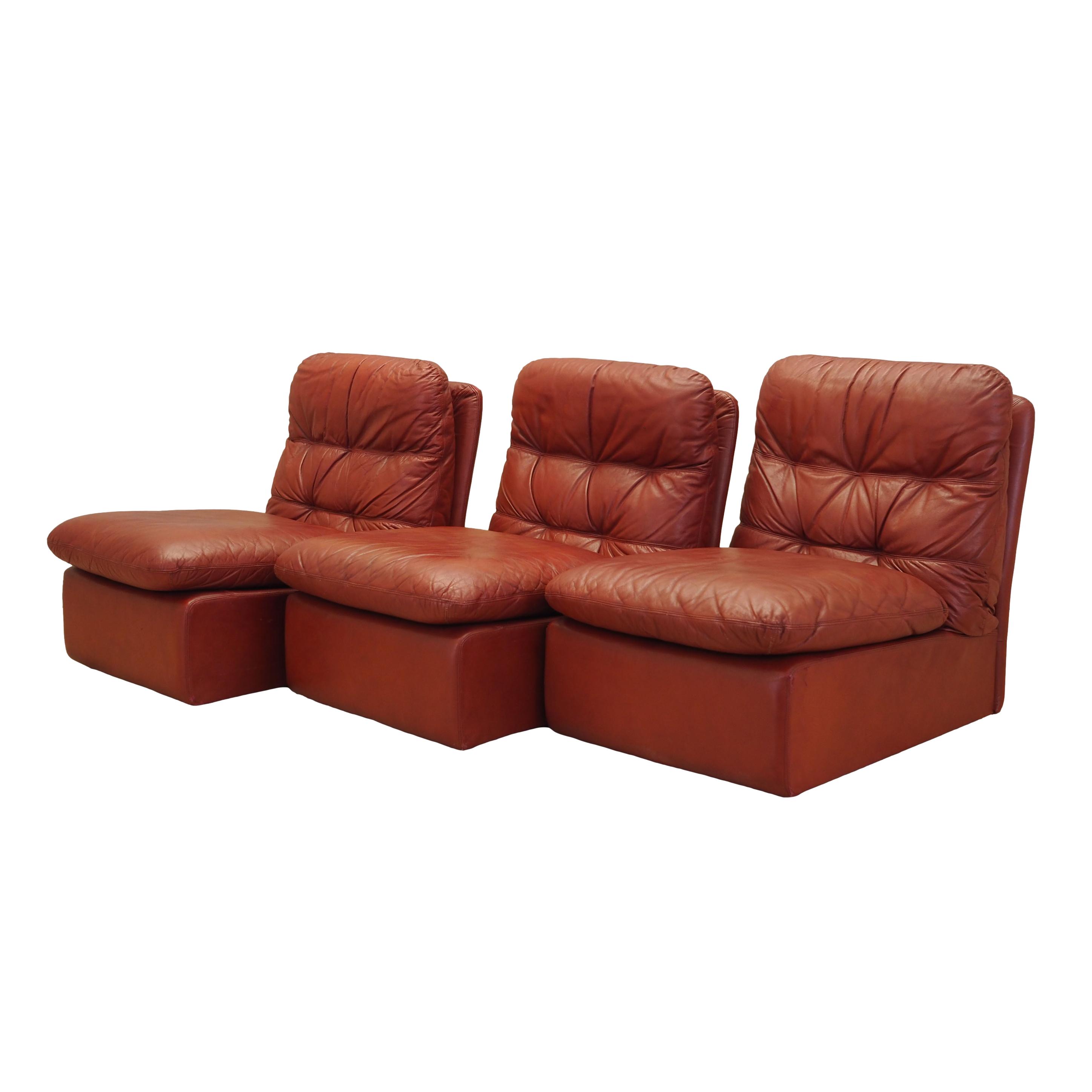 Modular Sofa Leather Brown 1960s