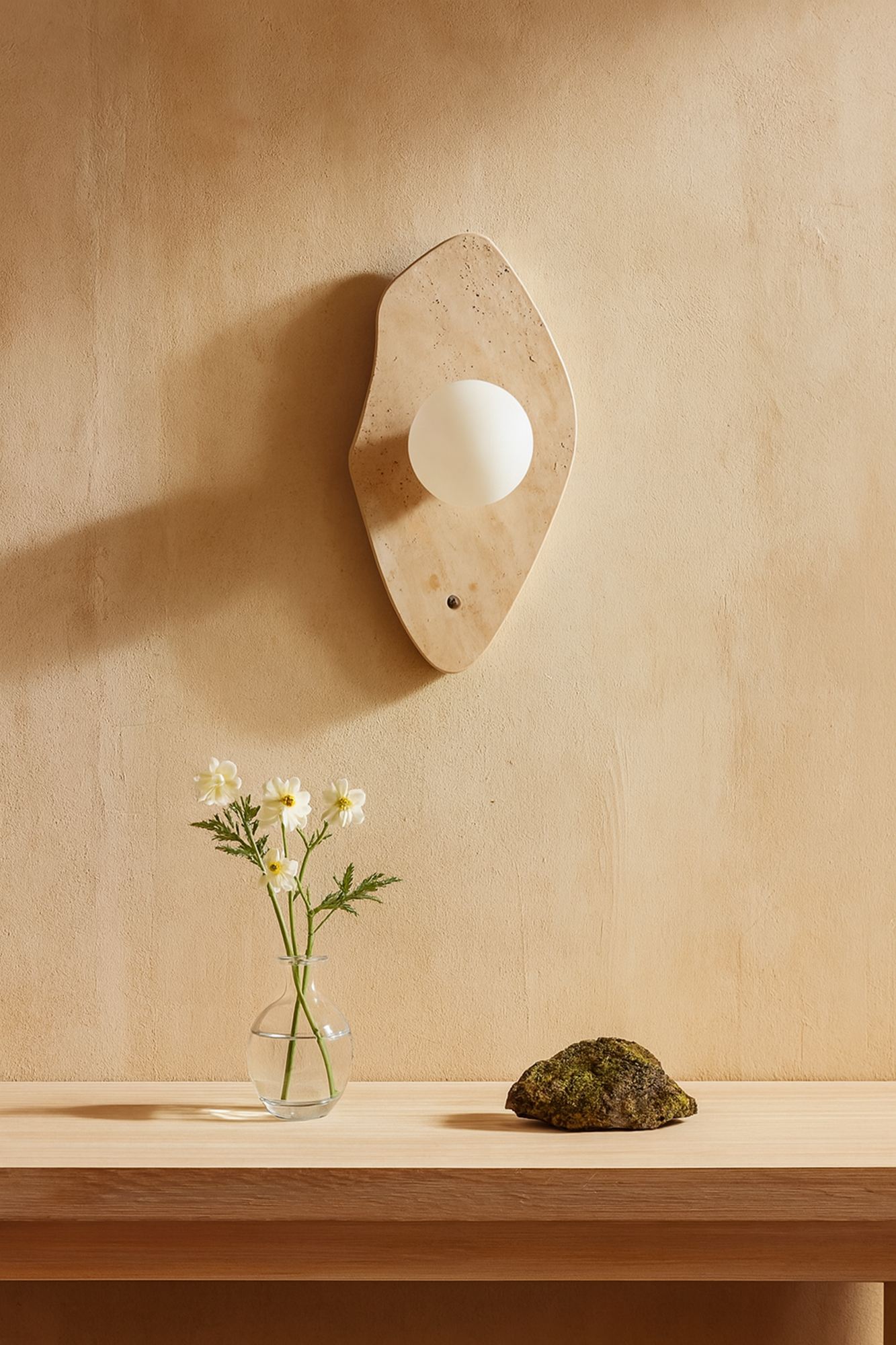 Halle Wandleuchte Travertin Creme