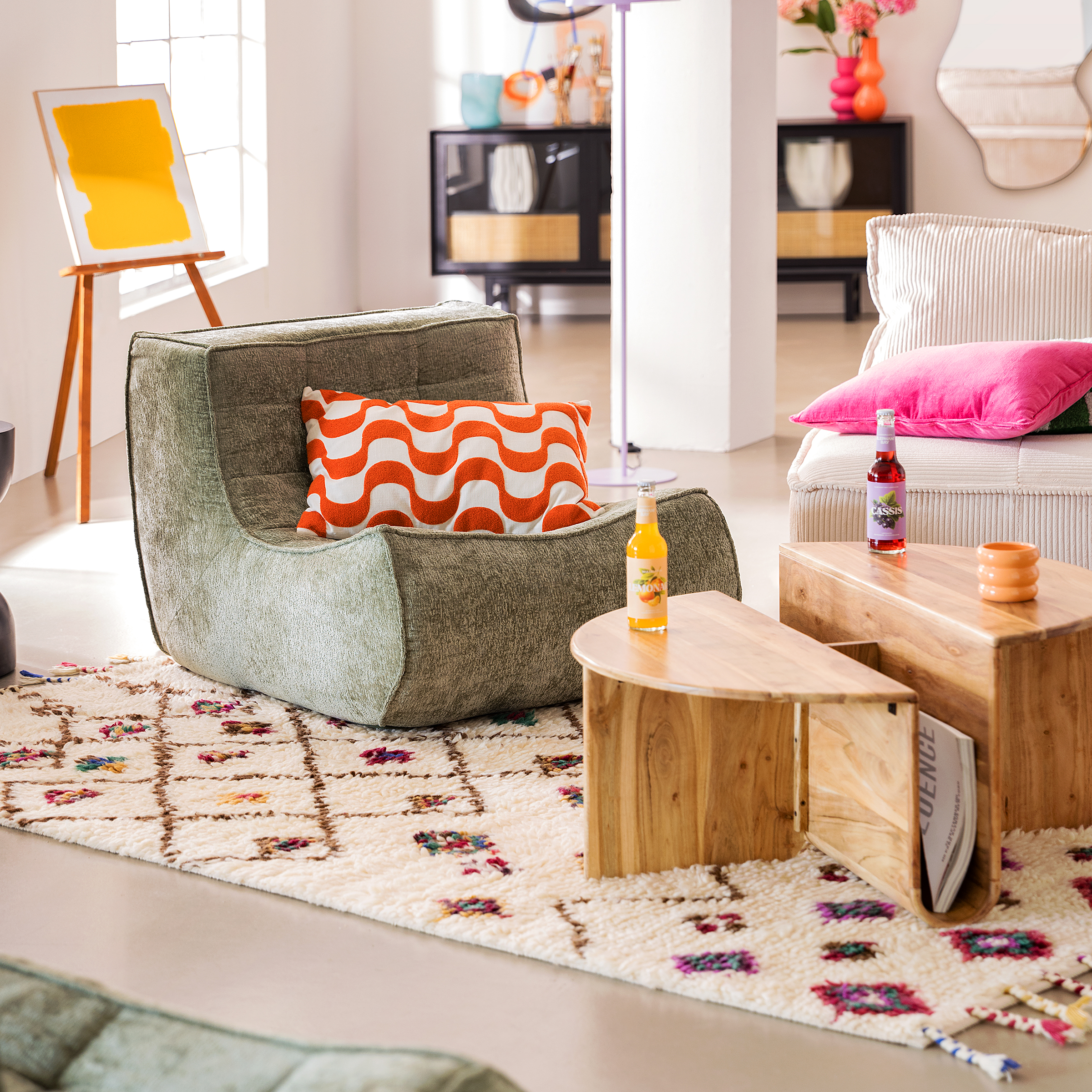 Foulata Sessel Bouclé Grün