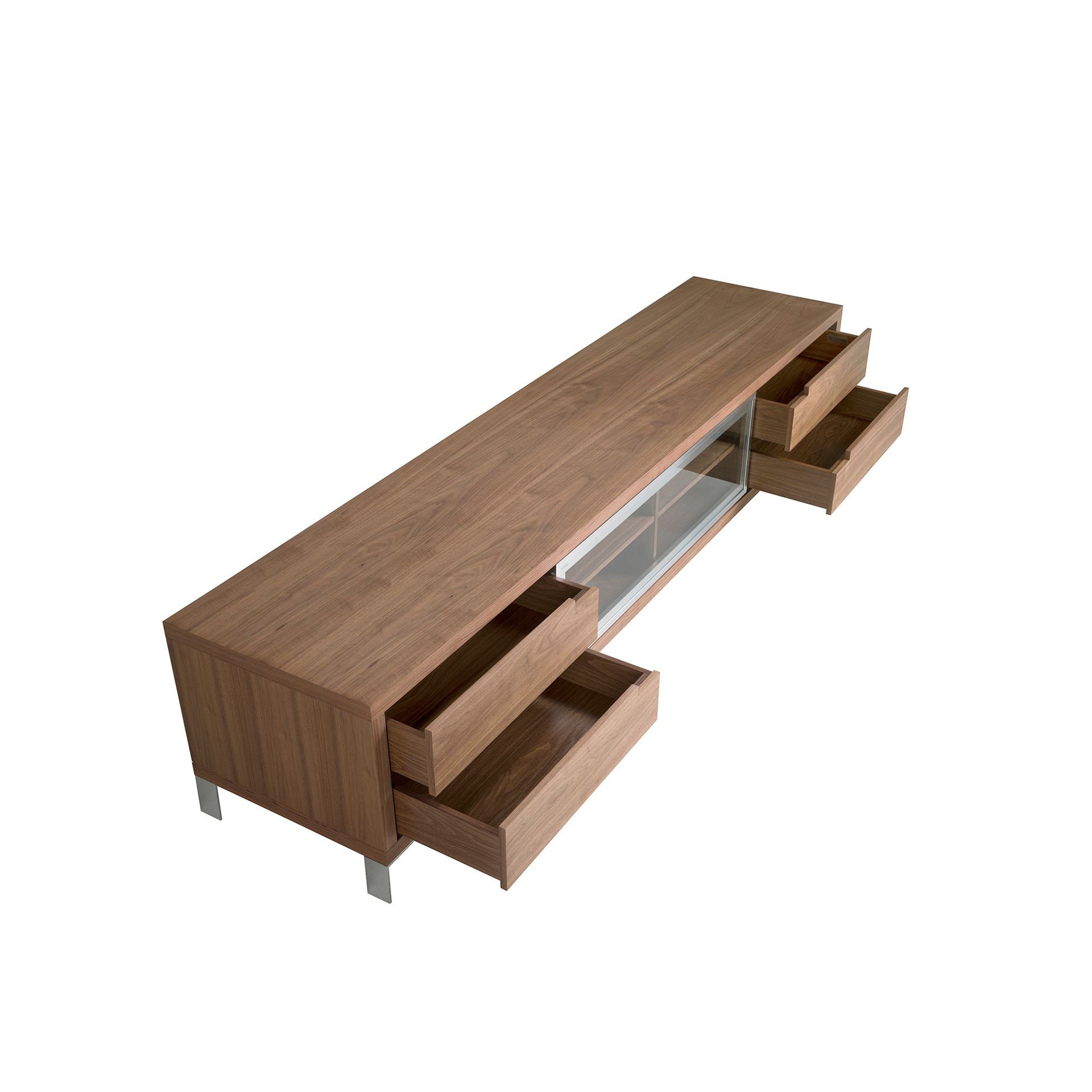 3044 Lowboard Wood veneer Chrome-plated steel