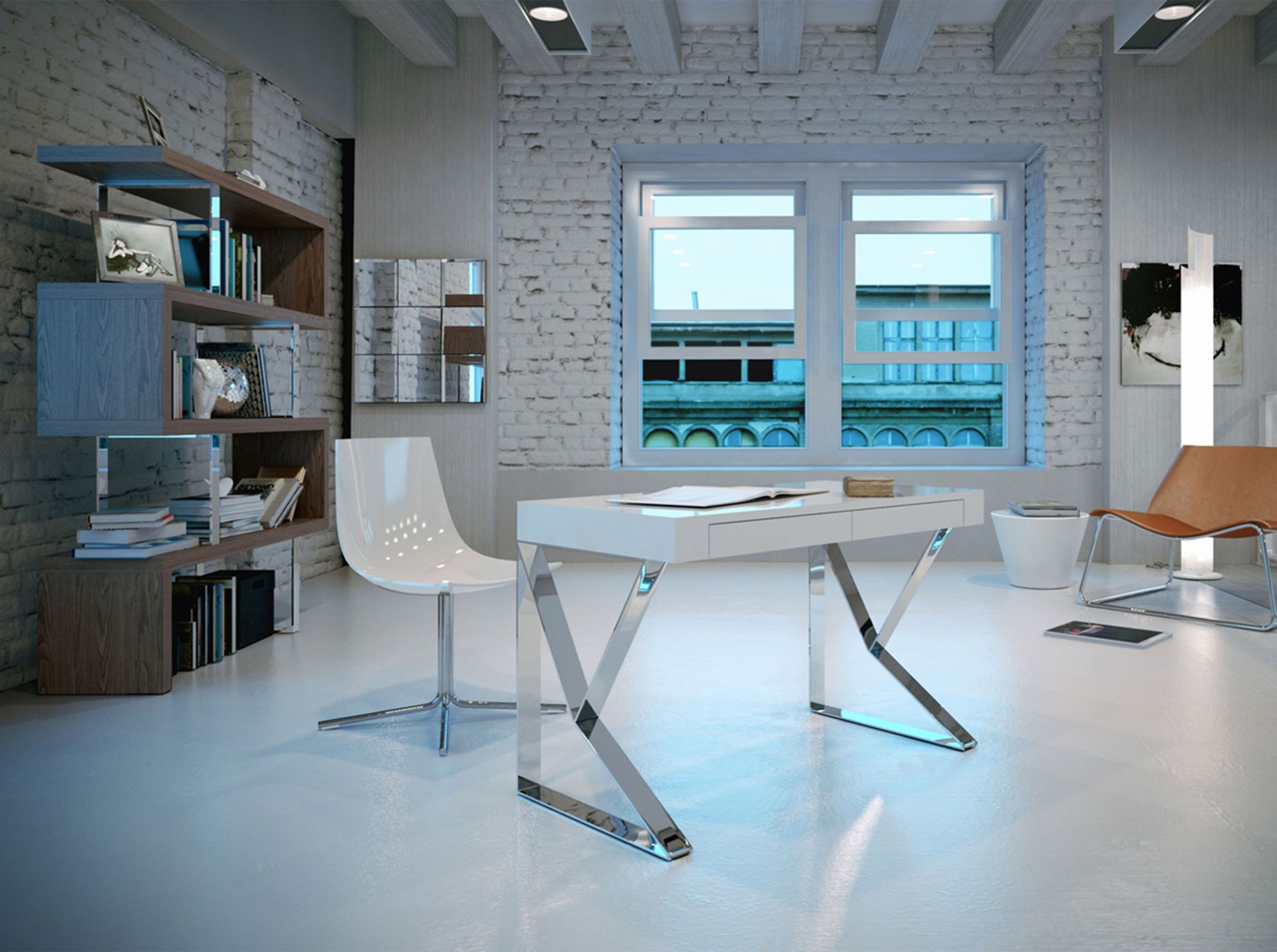 3014 Desk Steel White