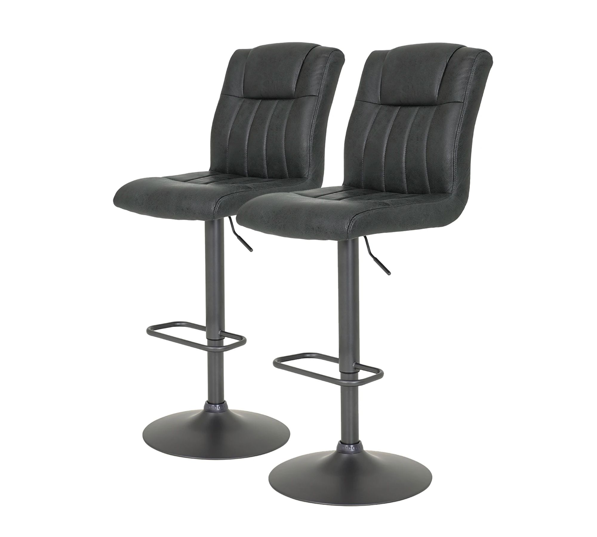 2x Bar stool Microfiber Steel Anthracite