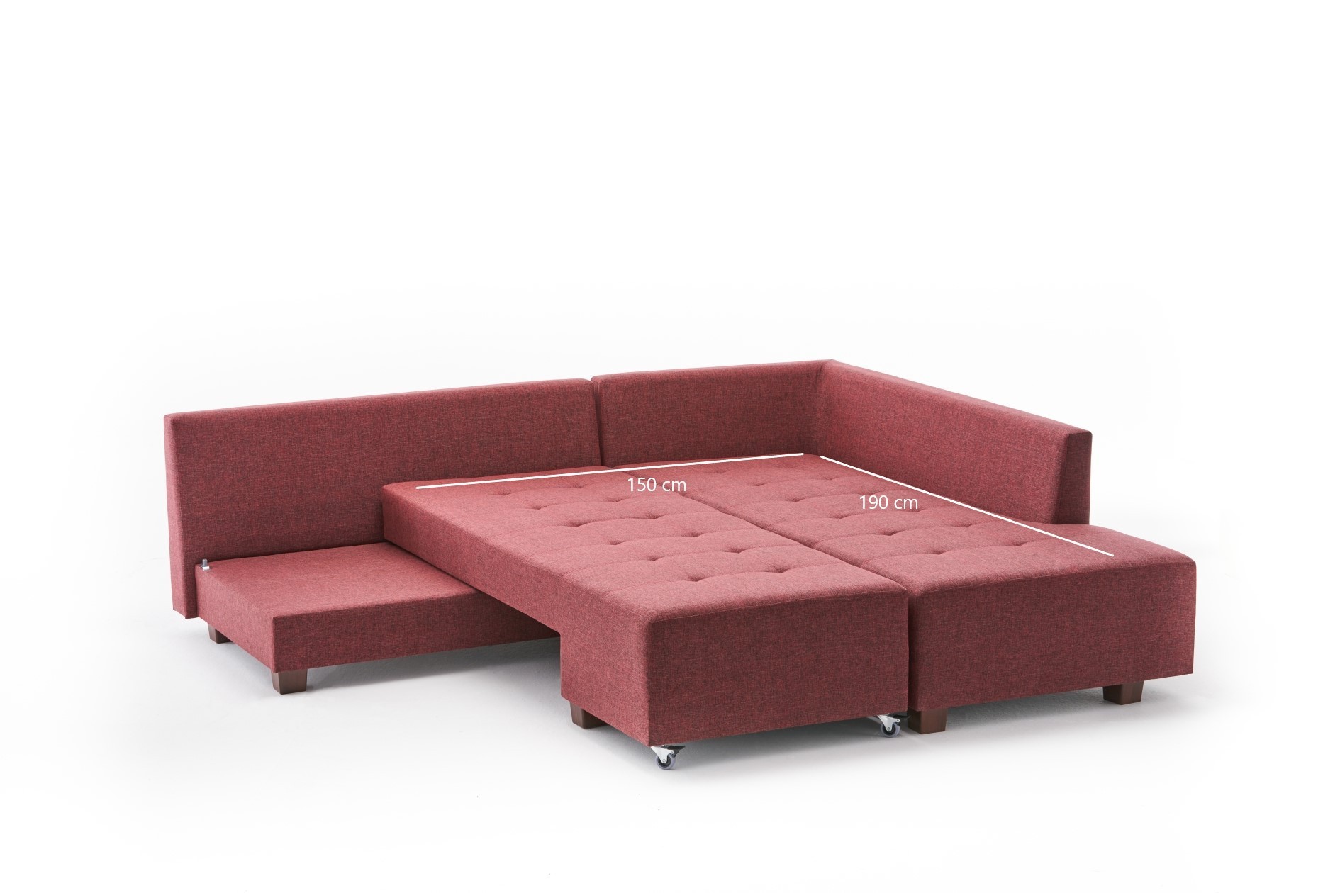 Manama Corner Sofa Bed Right - Claret Red