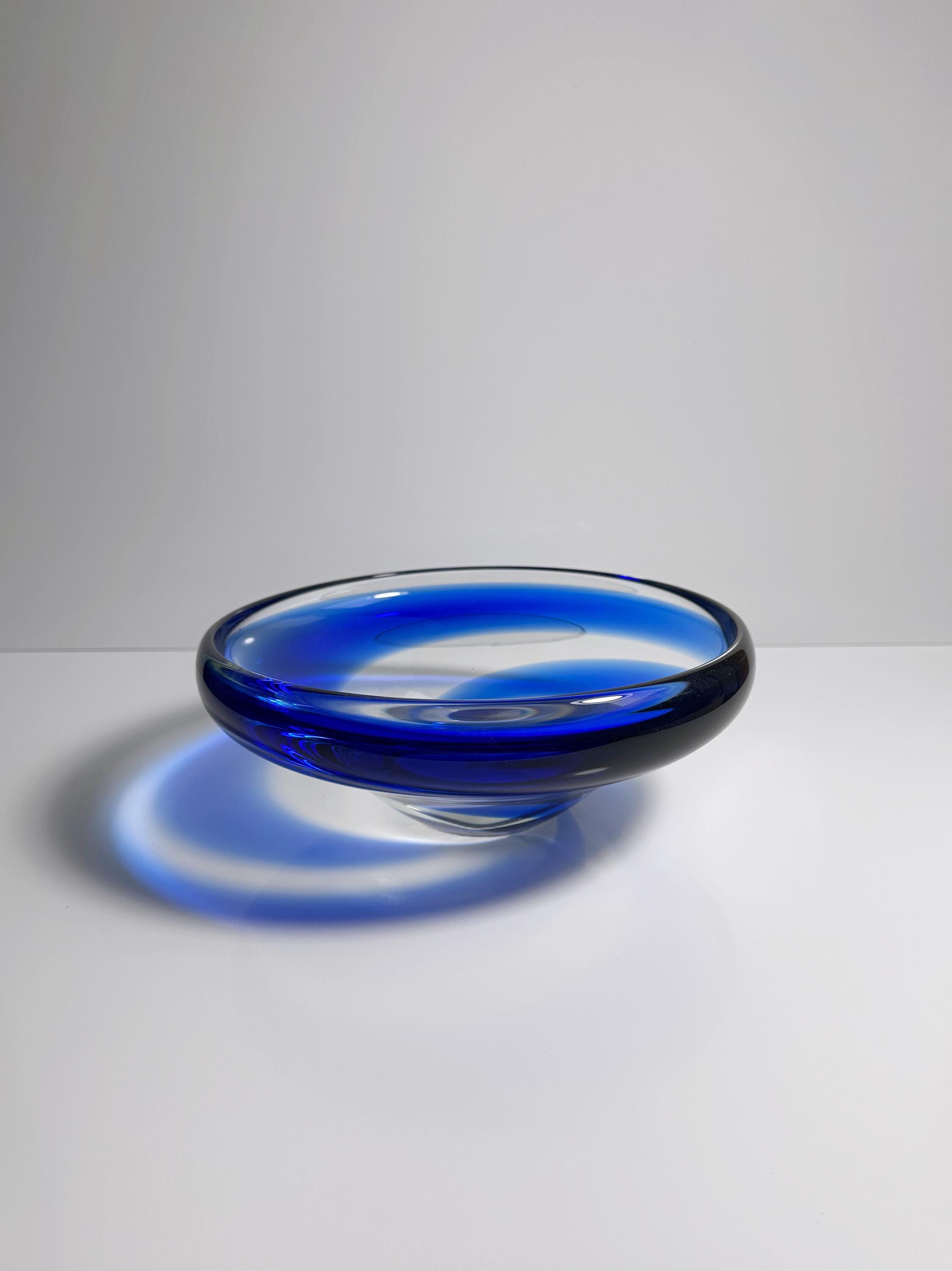 Vintage bowl glass blue 1950s