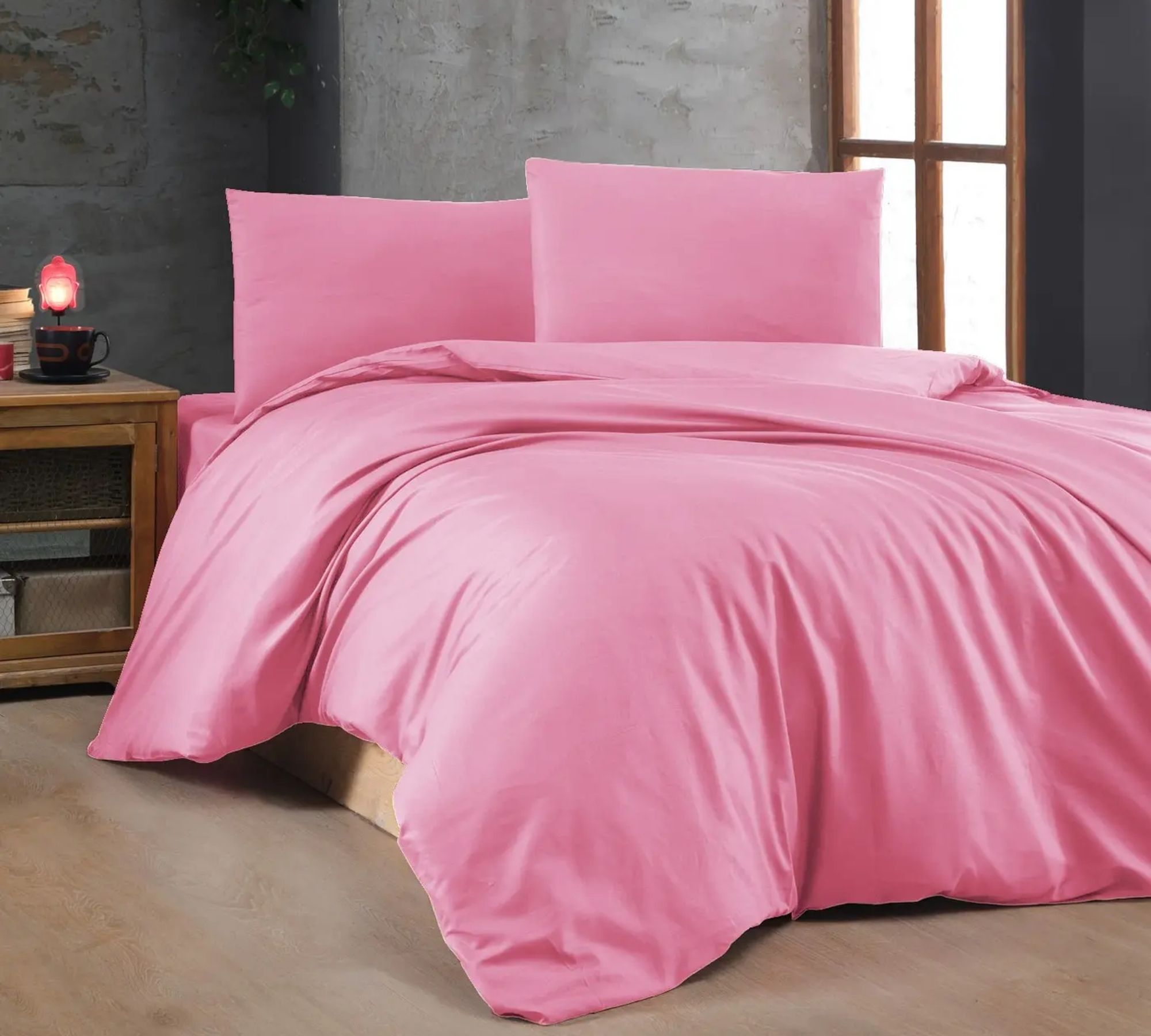 Bett- & Kopfkissenbezug Baumwolle Pink 135cm x 200cm