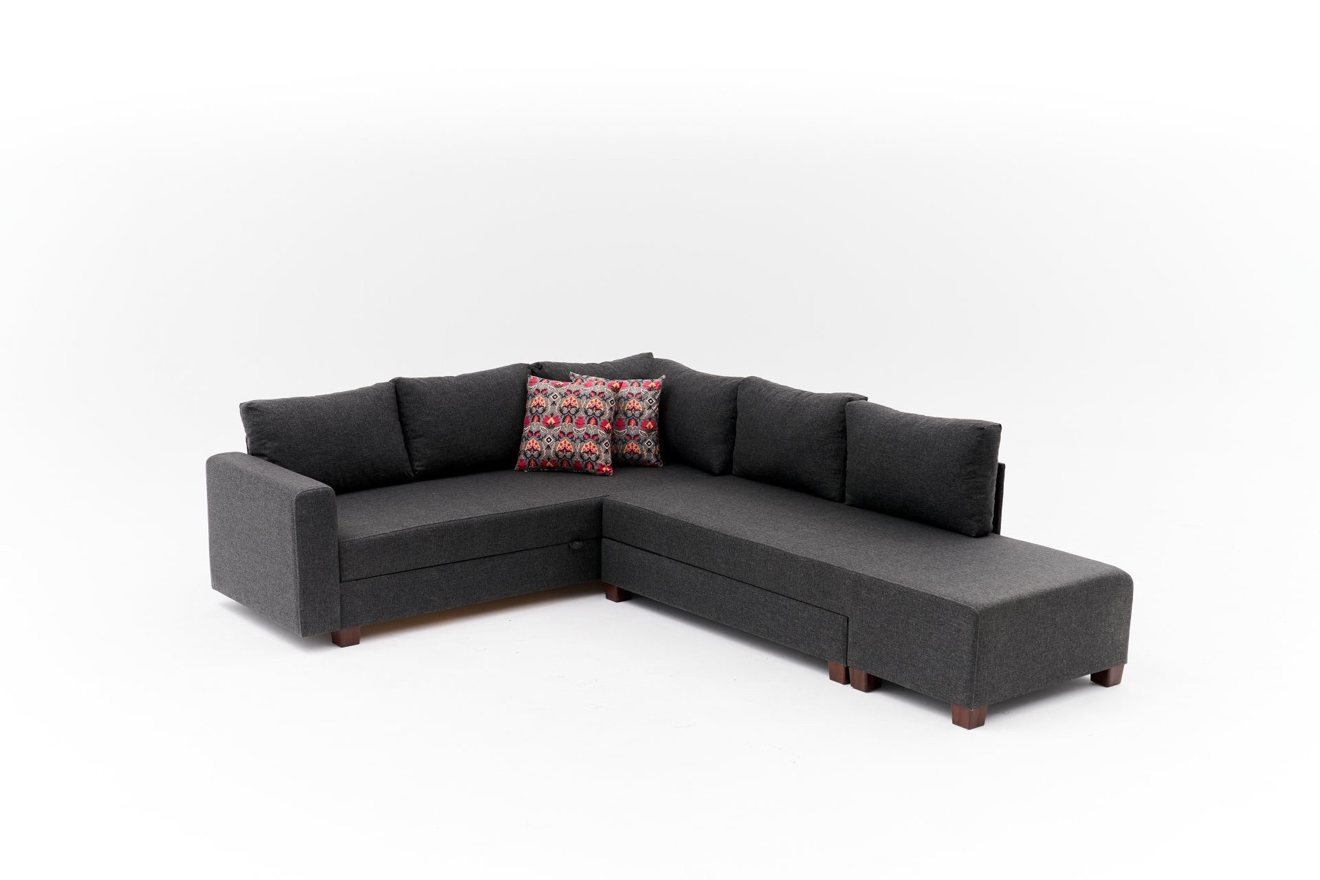 Aly Schlafsofa Récamiere Rechts Baumwolle Anthrazit