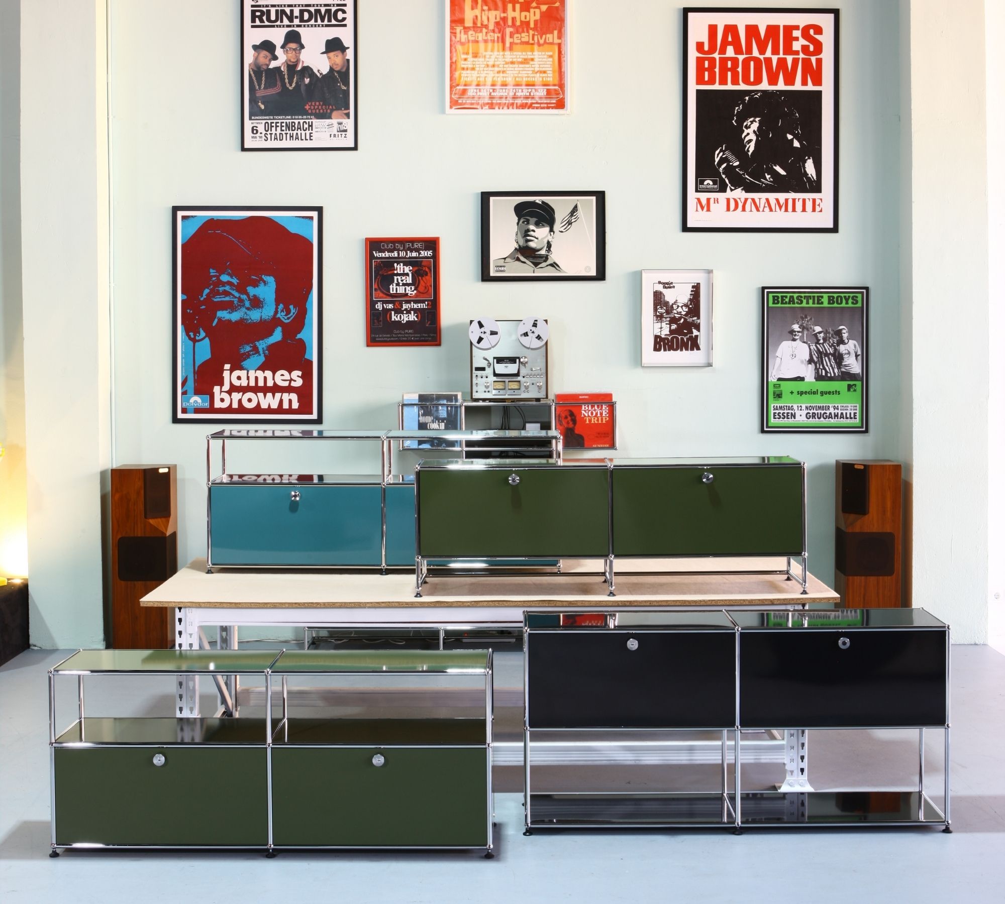 Sideboard 2x1 Mit 2 Klapptüren Olivgrün