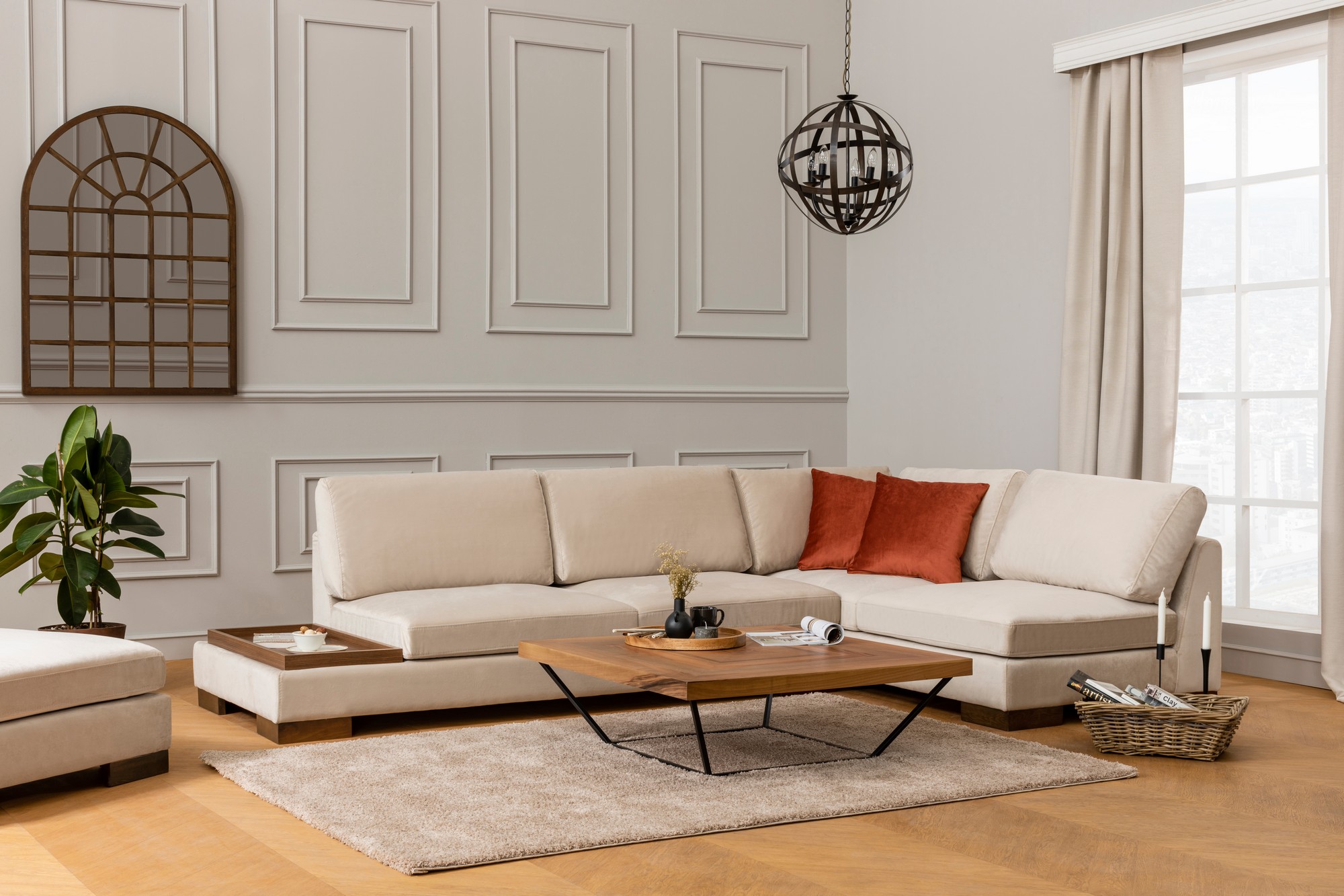 Tulip Ecksofa Rechts Beige