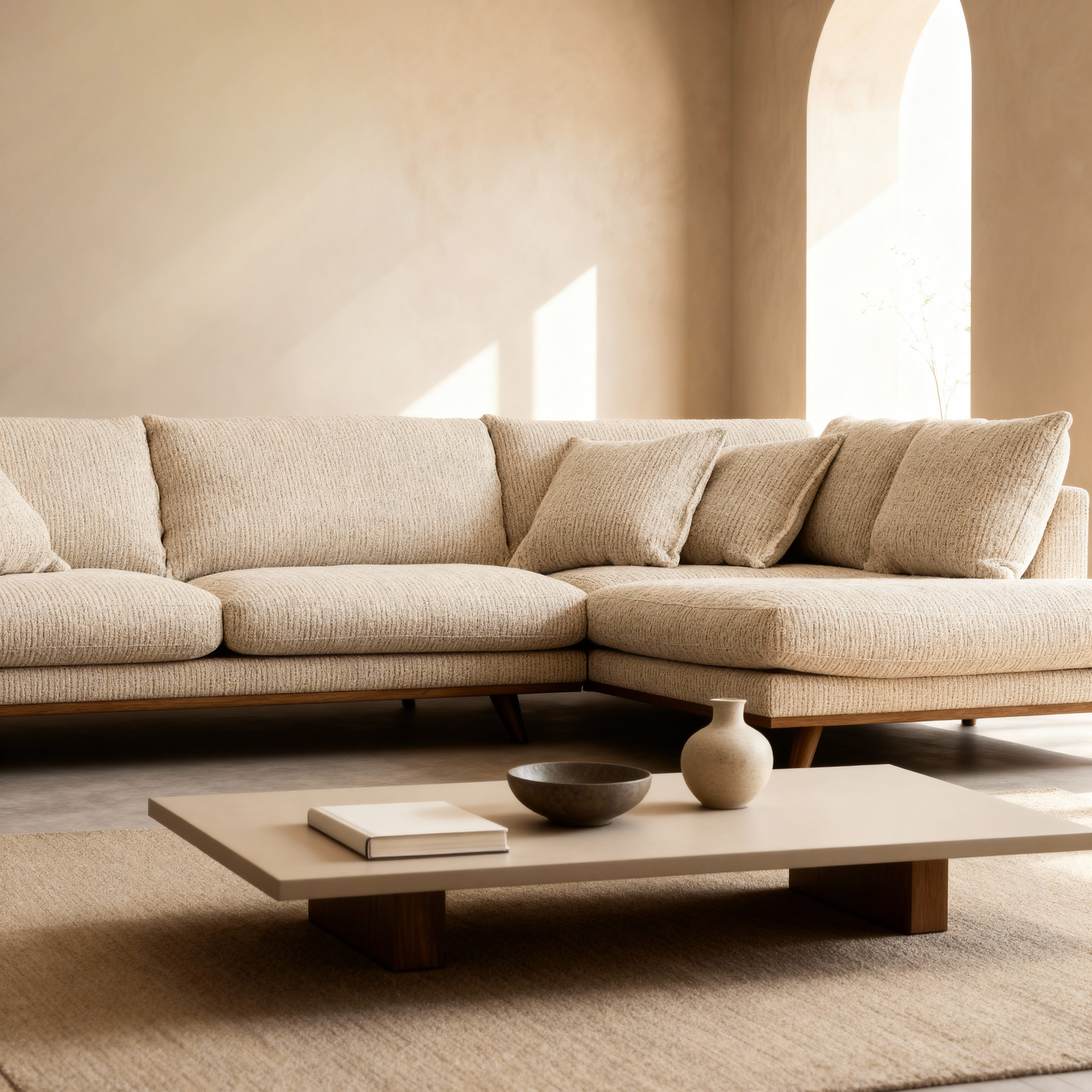 Corner Sofa Harper 3-Seater Right Beige