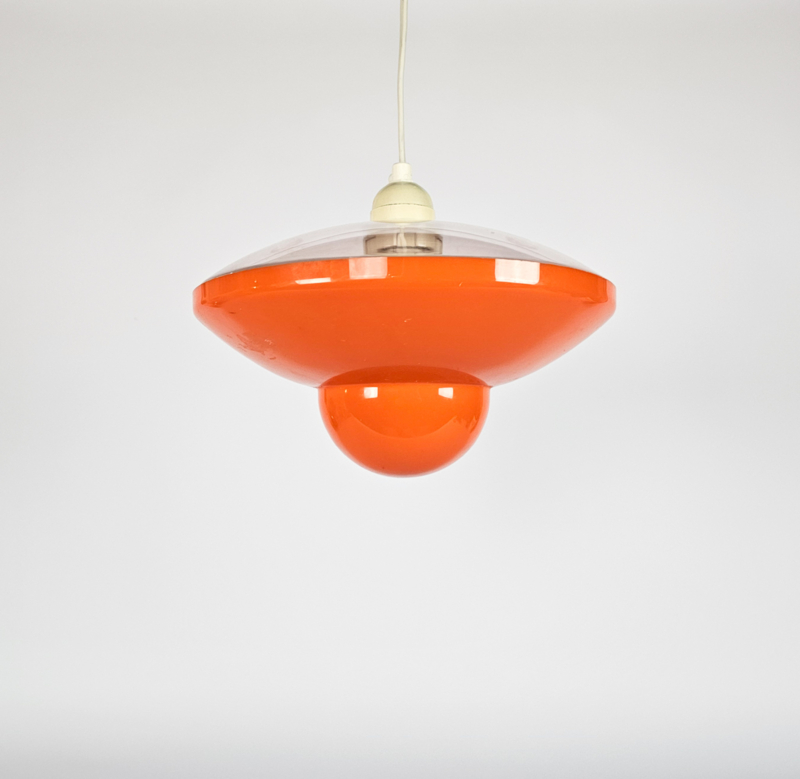 Vintage Ufo Lampe Kunststoff Orange 1970er Jahre