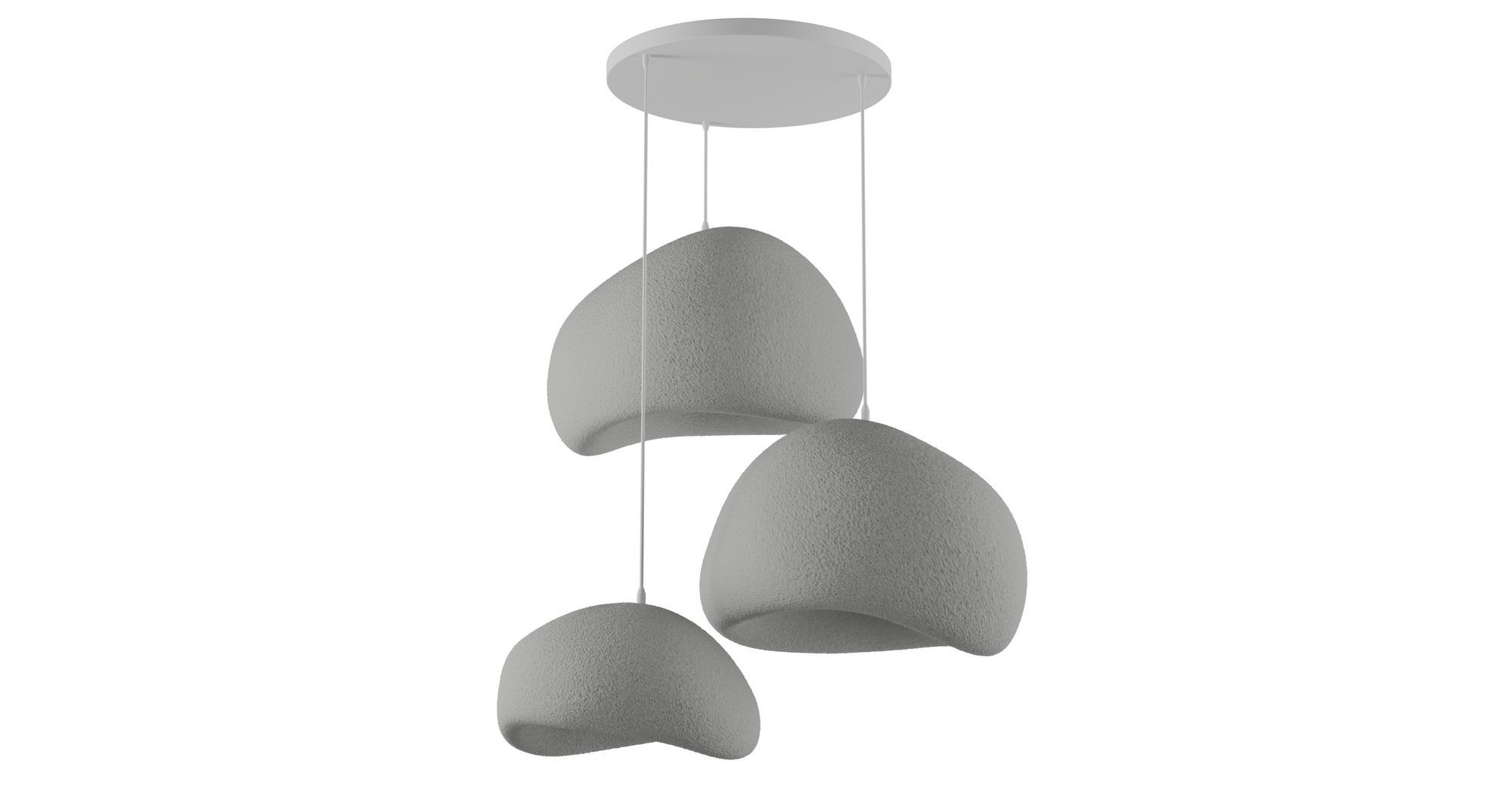 3-Flammig Wabi Sabi Ashveils Pendelleuchte Beton Grau