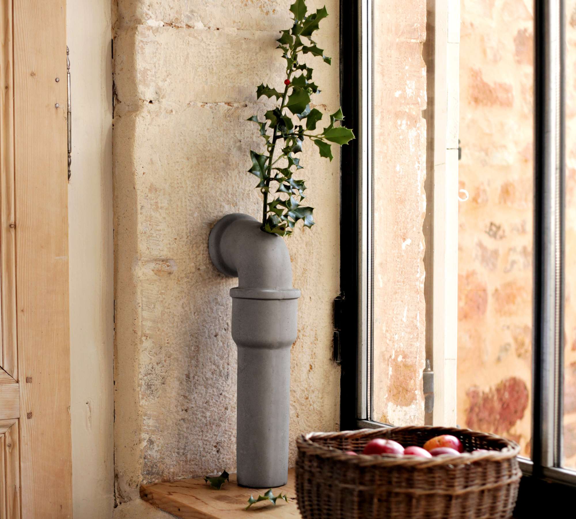 Pipeline 425 Vase Faserbeton Grau