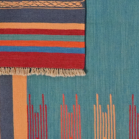 Kilim Gashgai Teppich Blau