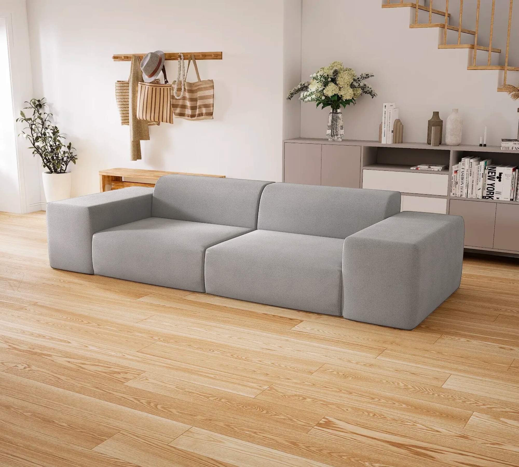 Pyllow Sofa 2-Sitzer Lichtgrau Baumwoll-Leinen Mix