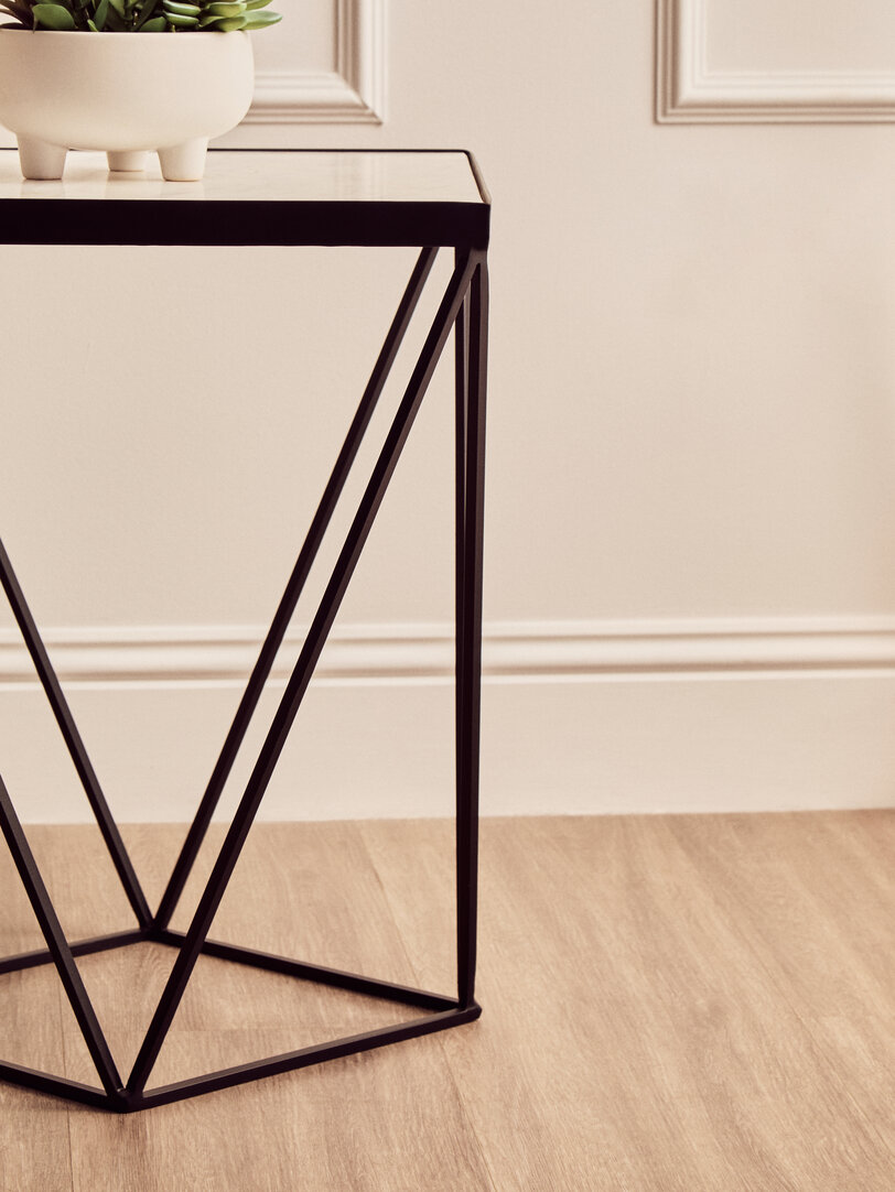 Shalimar Square Black Finish Base Side Table
