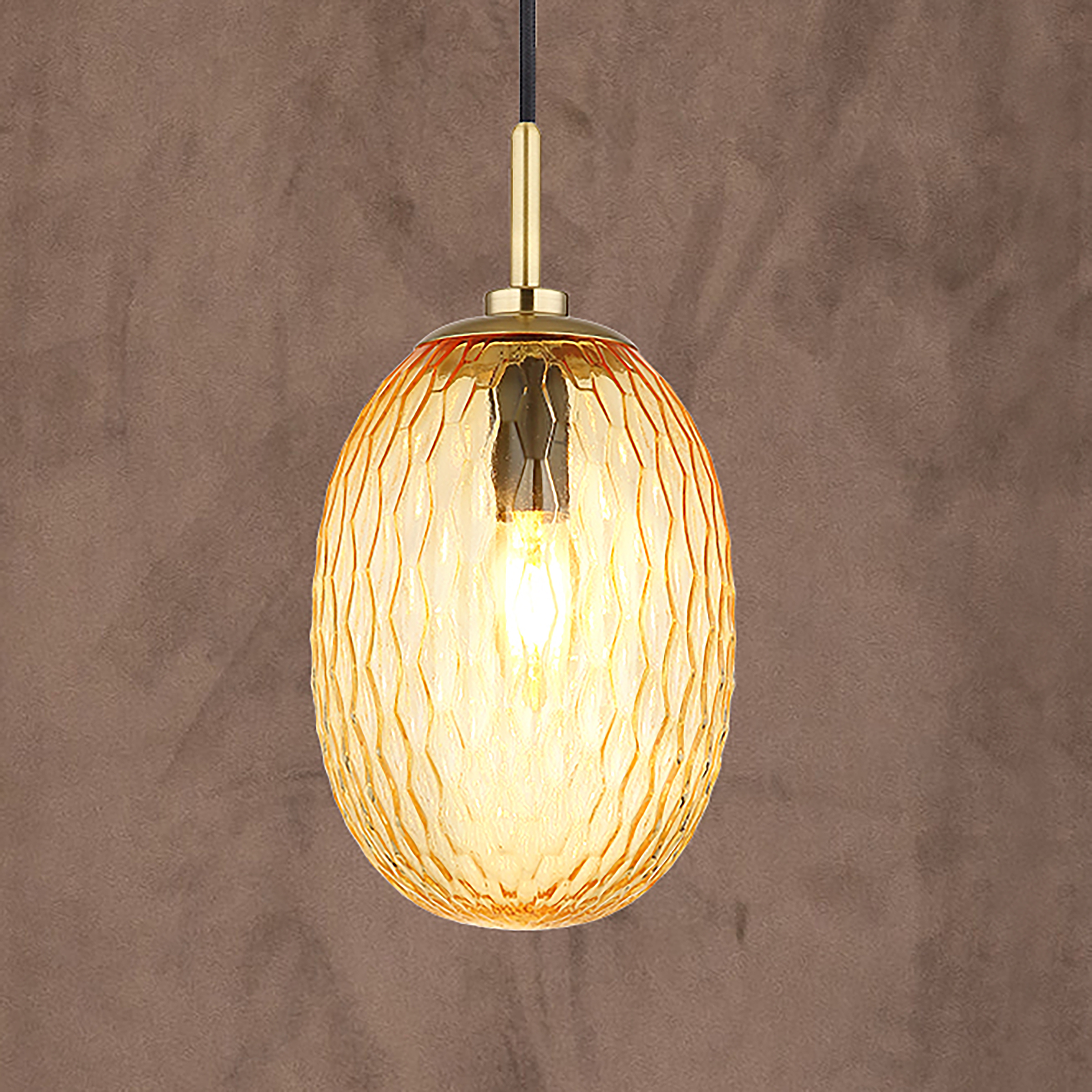 Pendelleuchte Devin Typ C Farbglas Eisen Beige