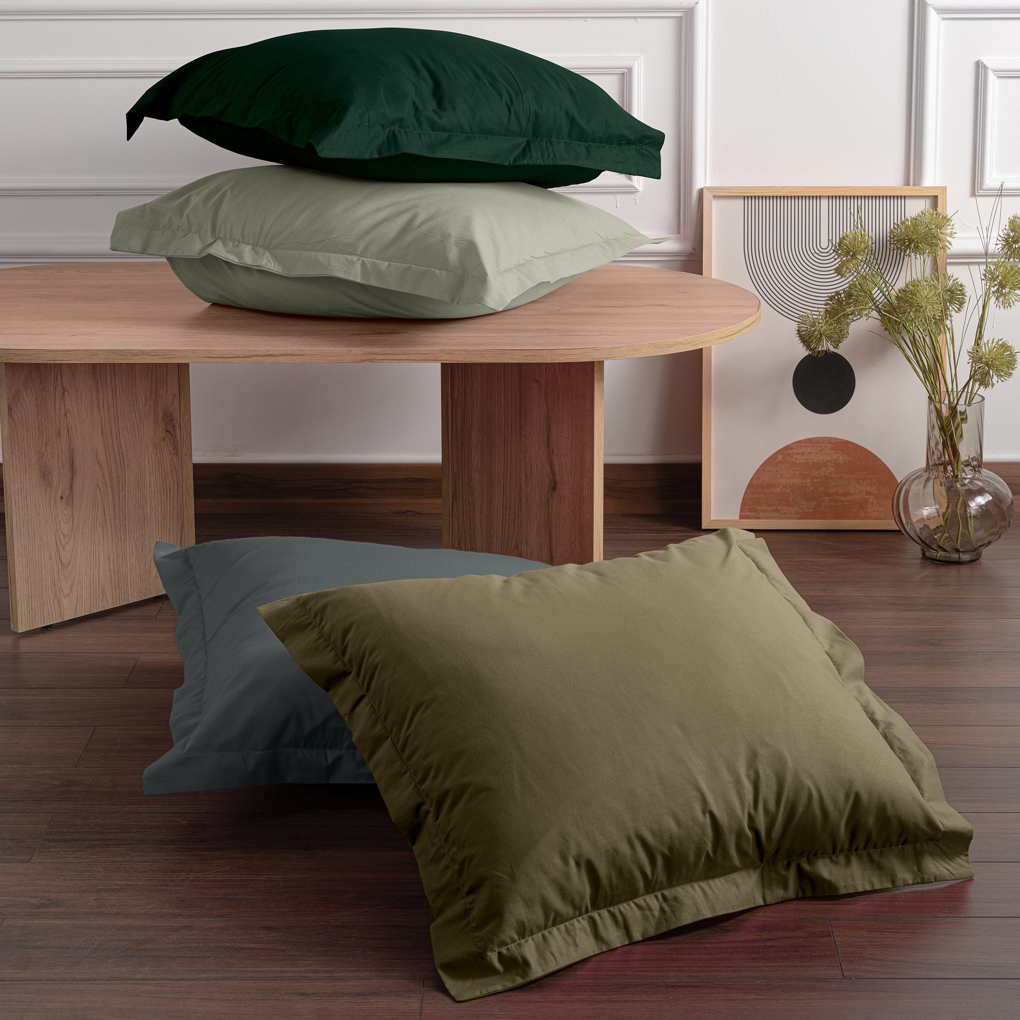 2x Federa Ranforce Cotone Verde Scuro