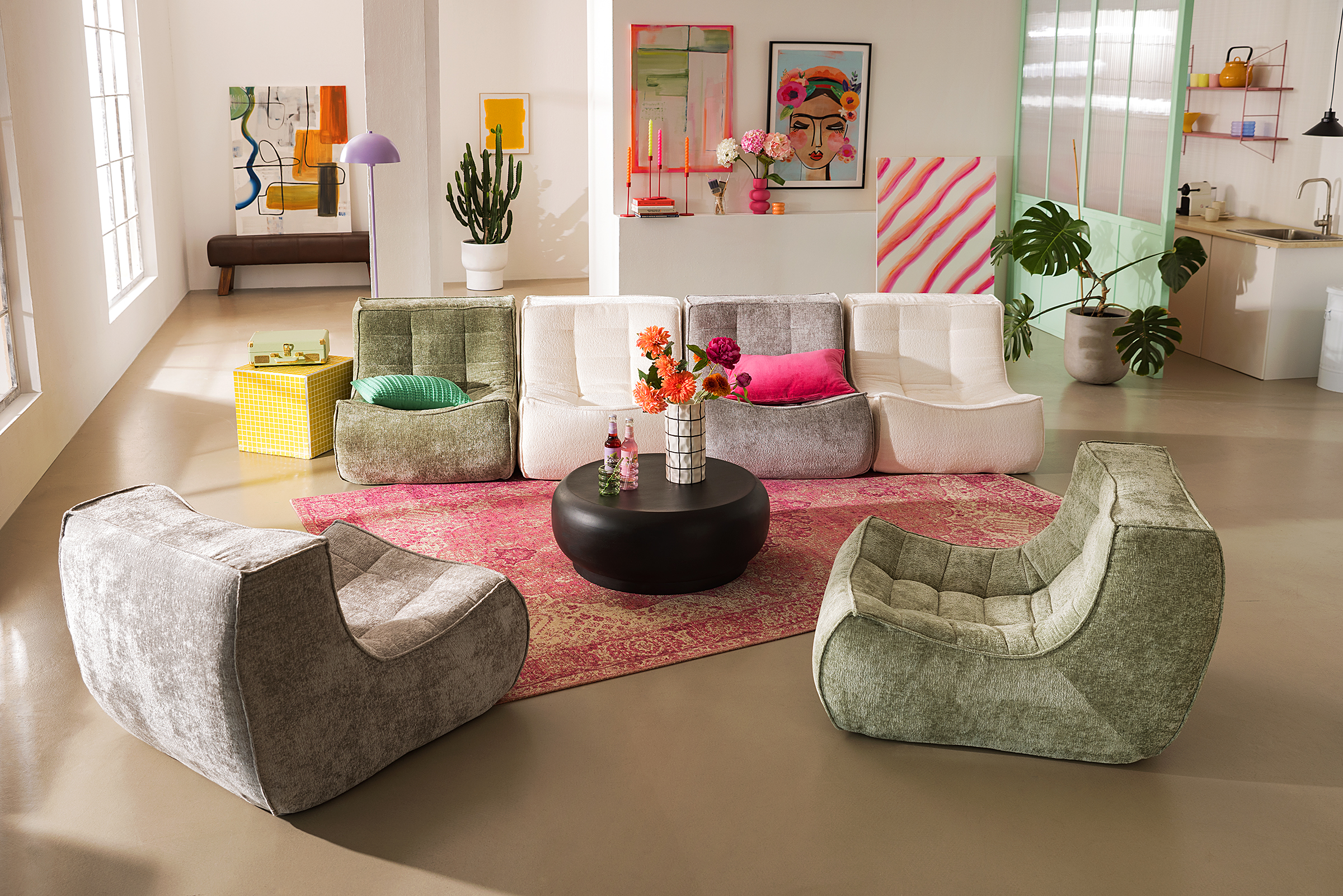 Foulata Sessel Bouclé Grün