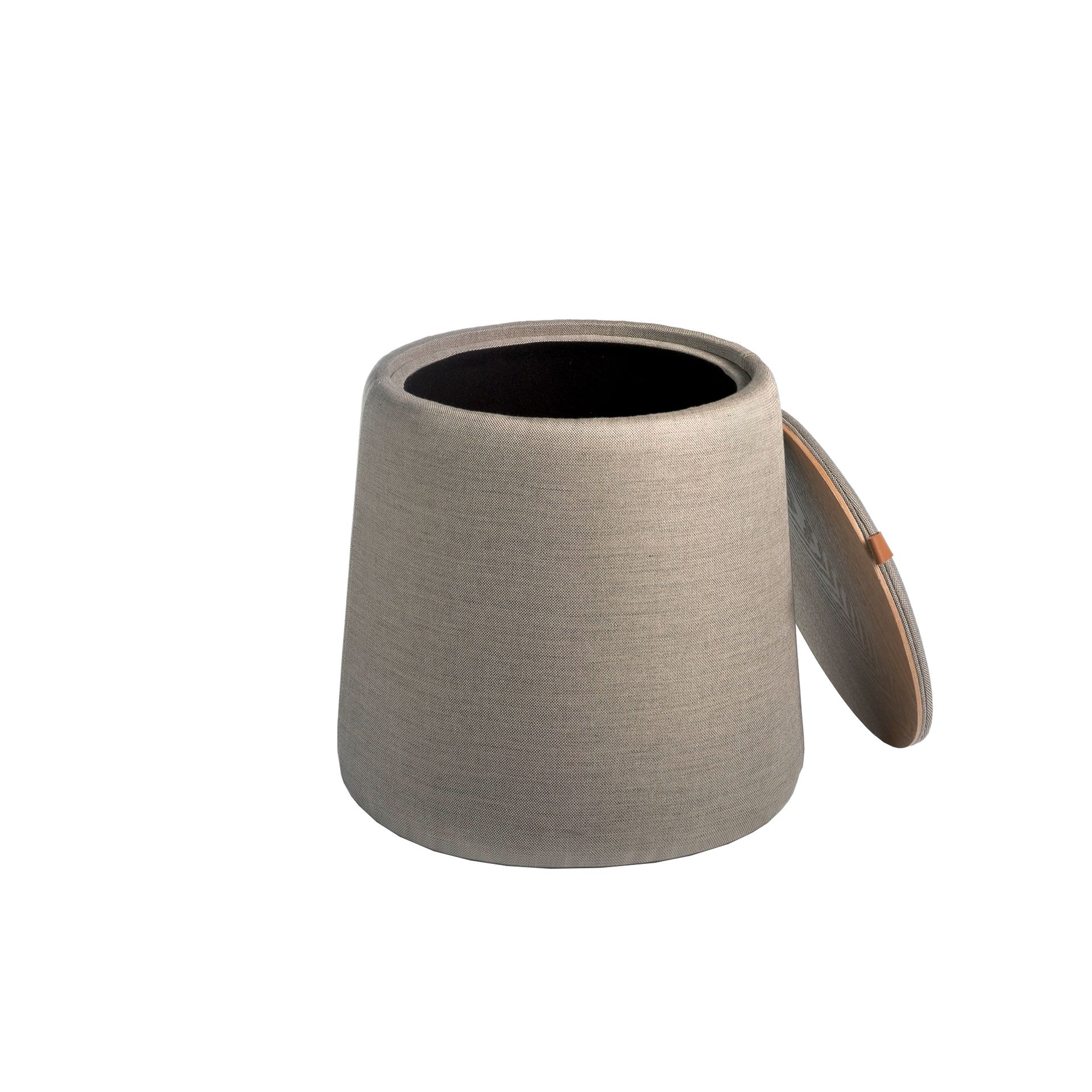 Pouf mit integriertem Stauraum Grau Ø 44cm