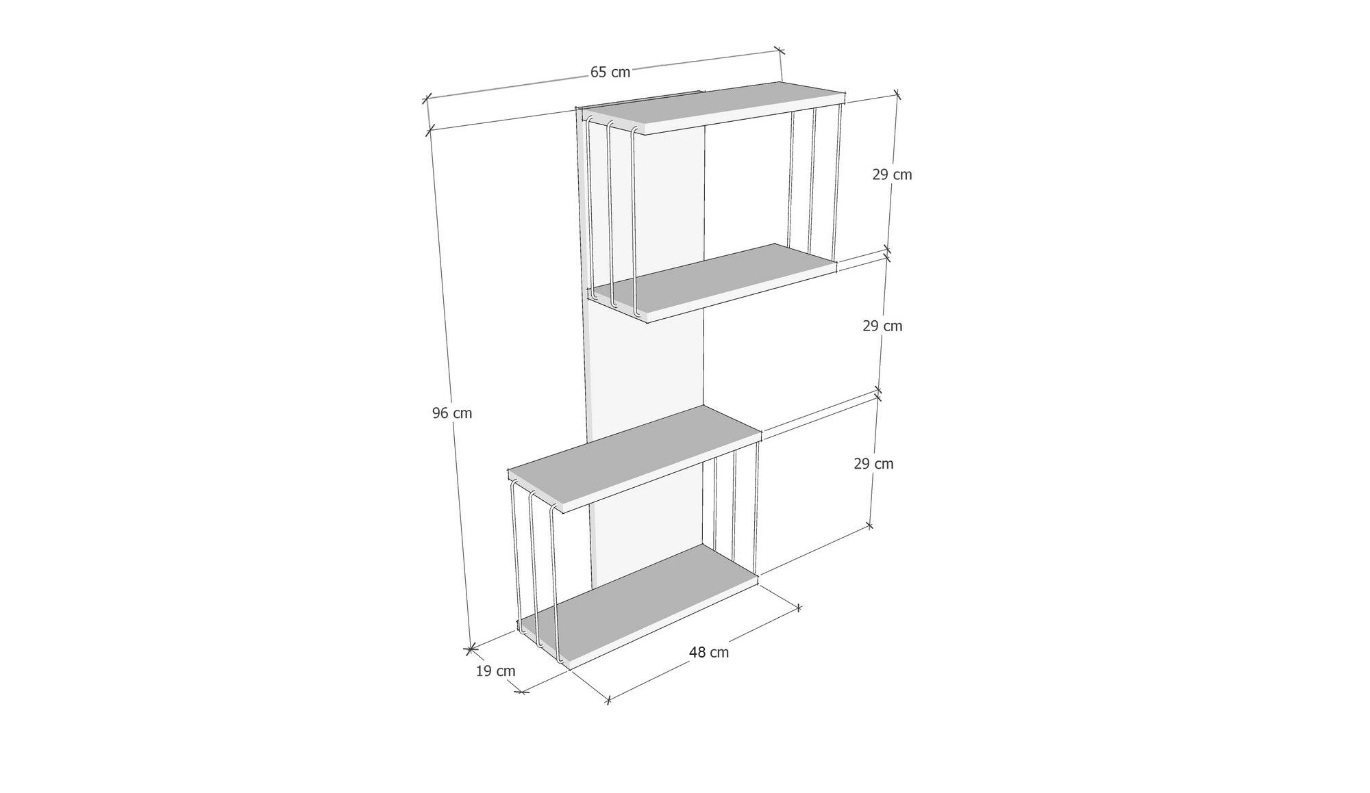 Destan Wandregal Holz Anthrazit Eiche