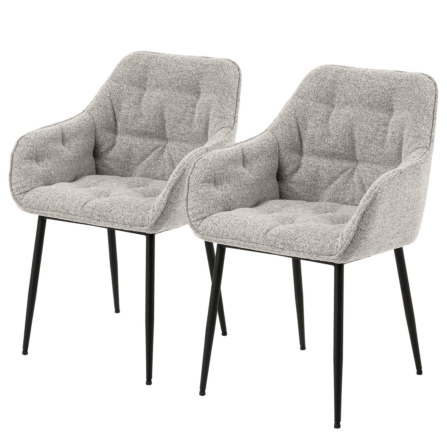 2x Armlehnenstuhl Magrin Bouclé Stoff Moena: Grau