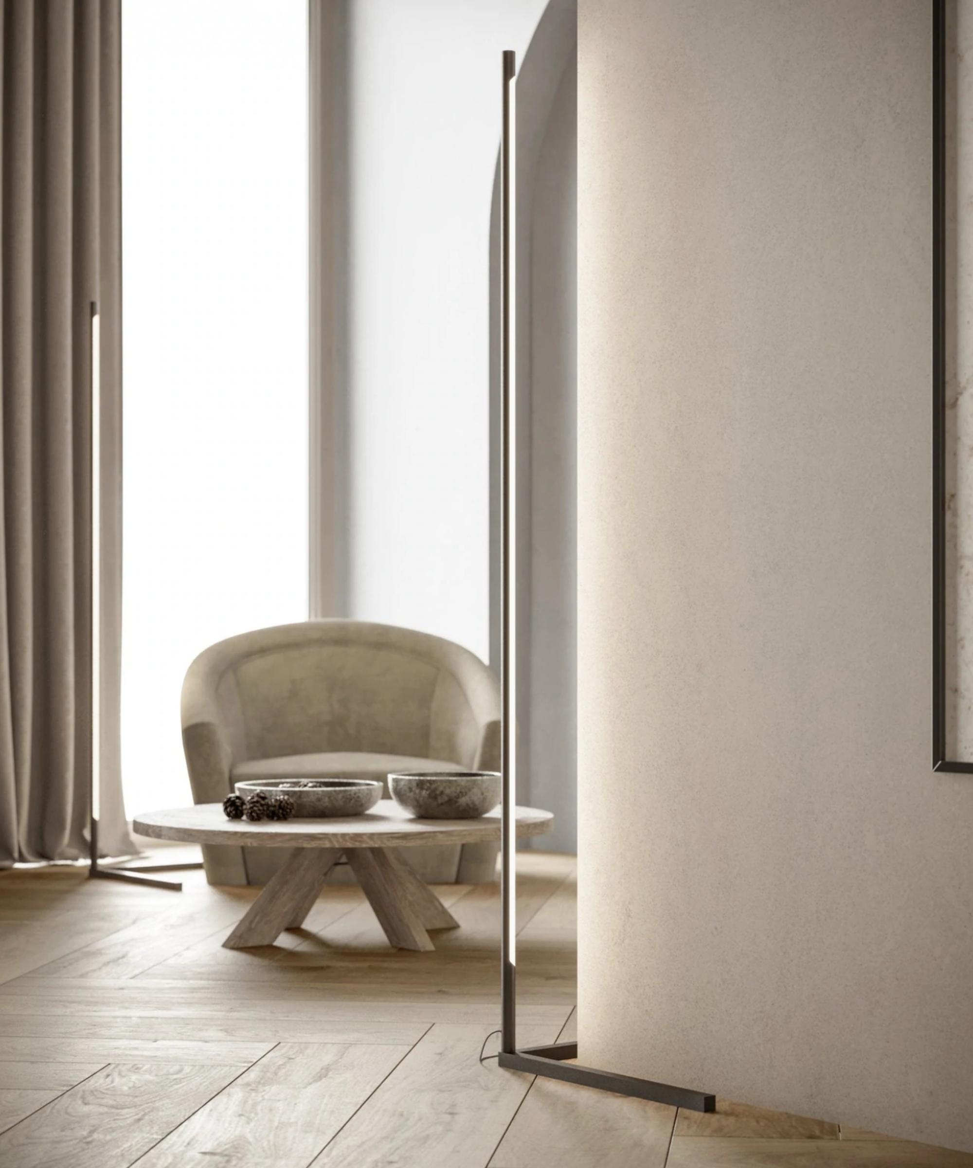 Minimalistische LED Stehlampe HELIOS Schwarz