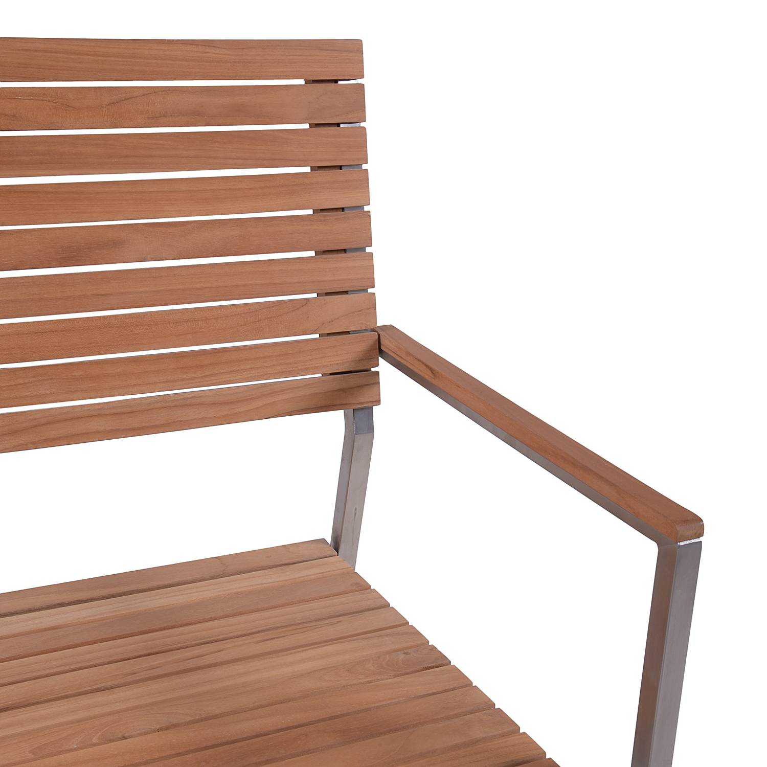 Stacking chair Denver set of 4 steel teak wood brown