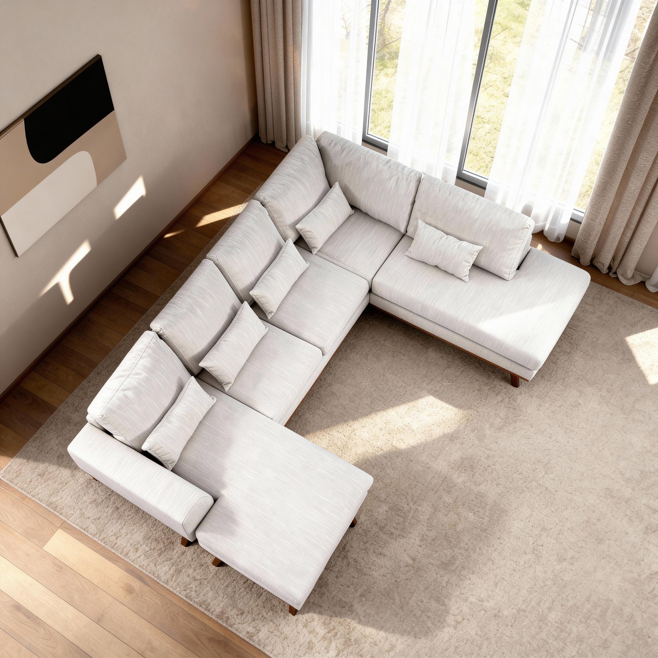 Ecksofa Japandi 3-Sitzer Rechts Beige
