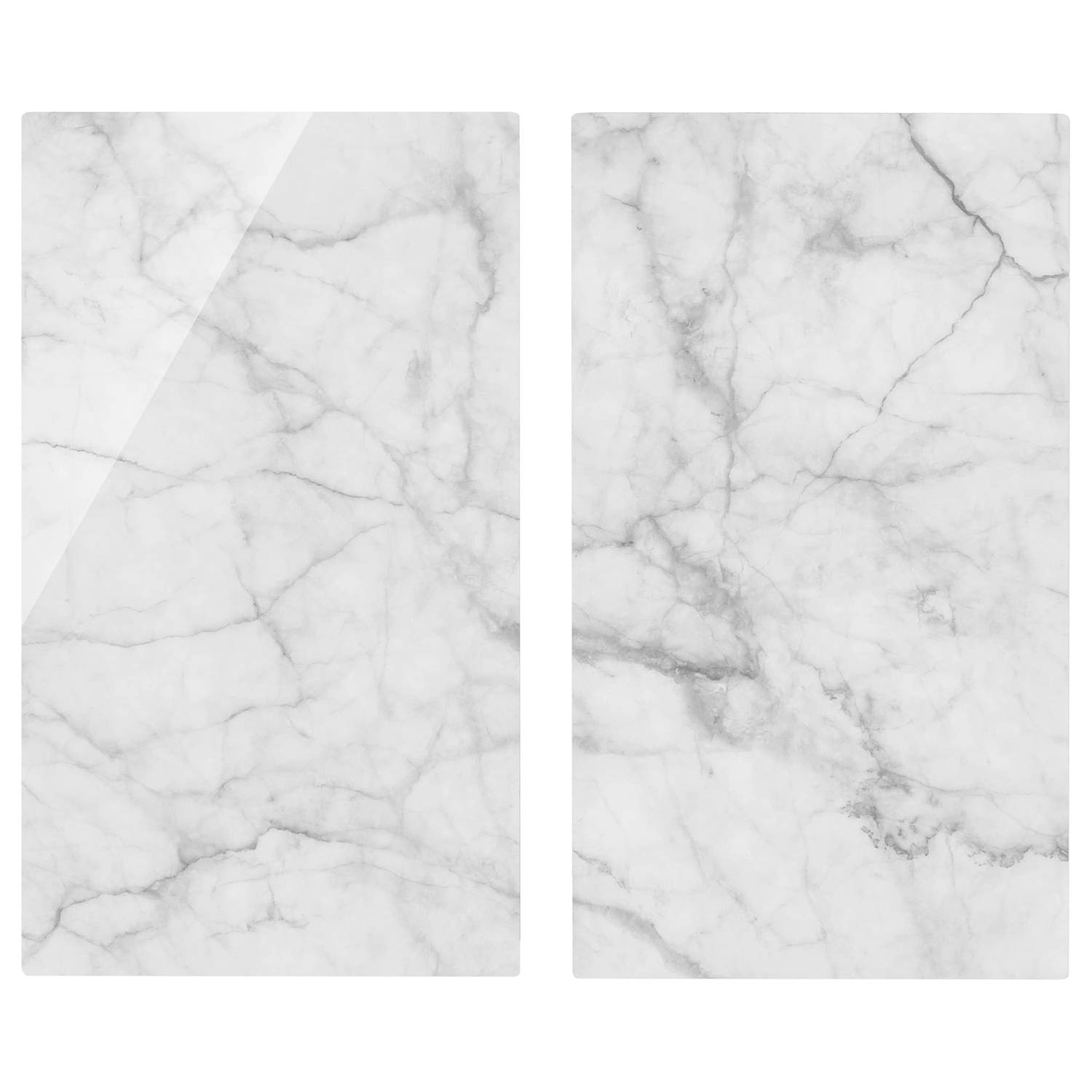 Herdabdeckplatte Bianco Carrara Sicherheitsglas Weiß
