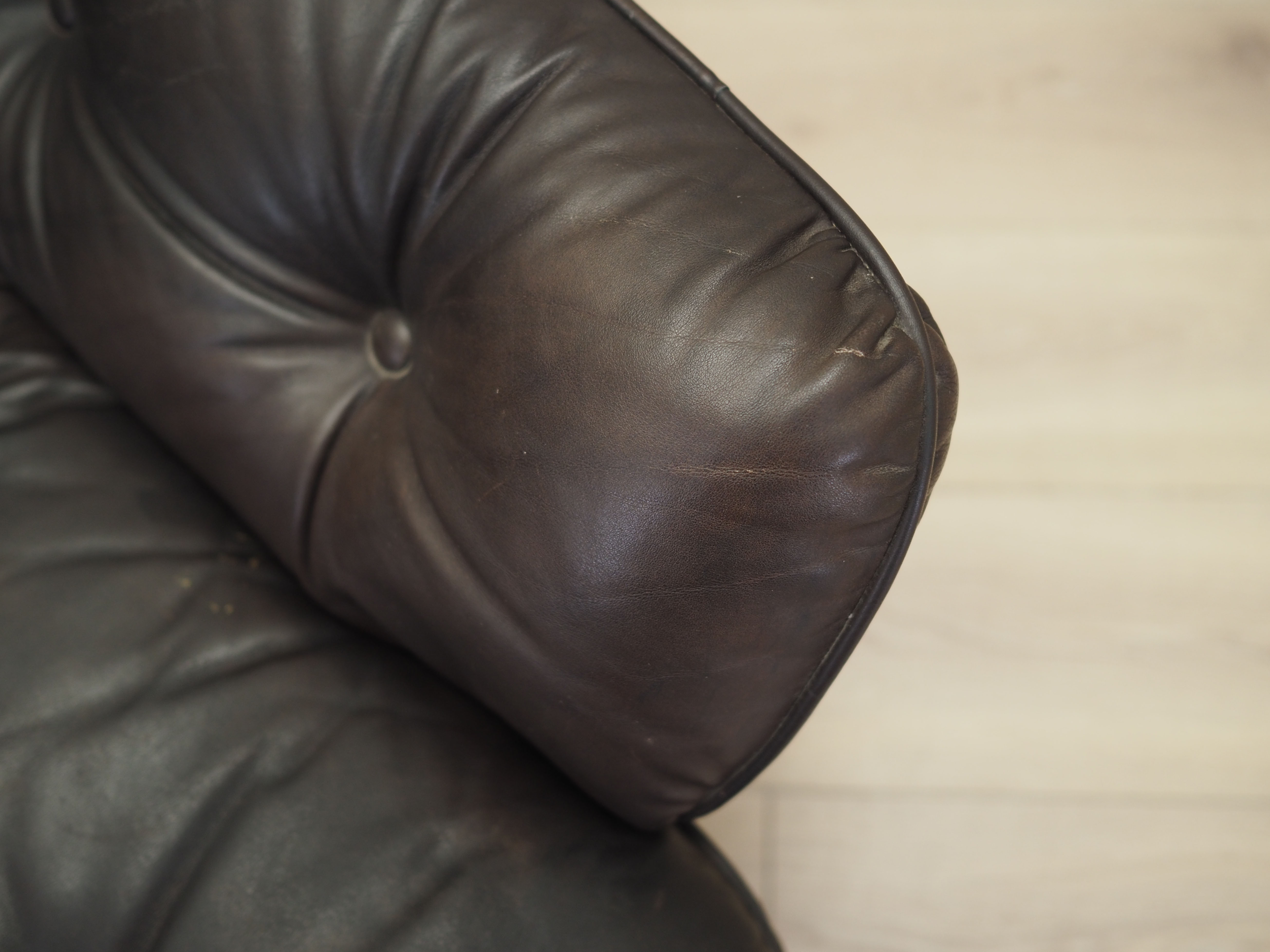 Armchair with casters, leather, brown, 1970s