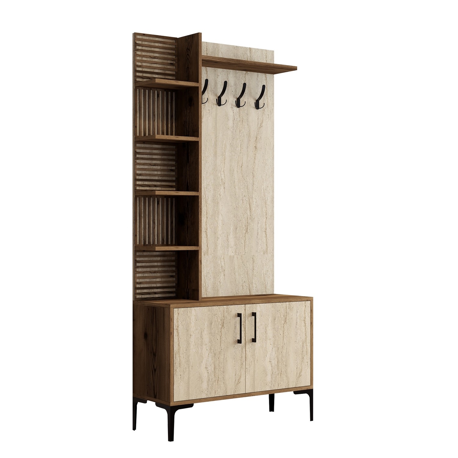 Viyana Garderobe Walnussbraun Steinoptik 90cm x 200cm