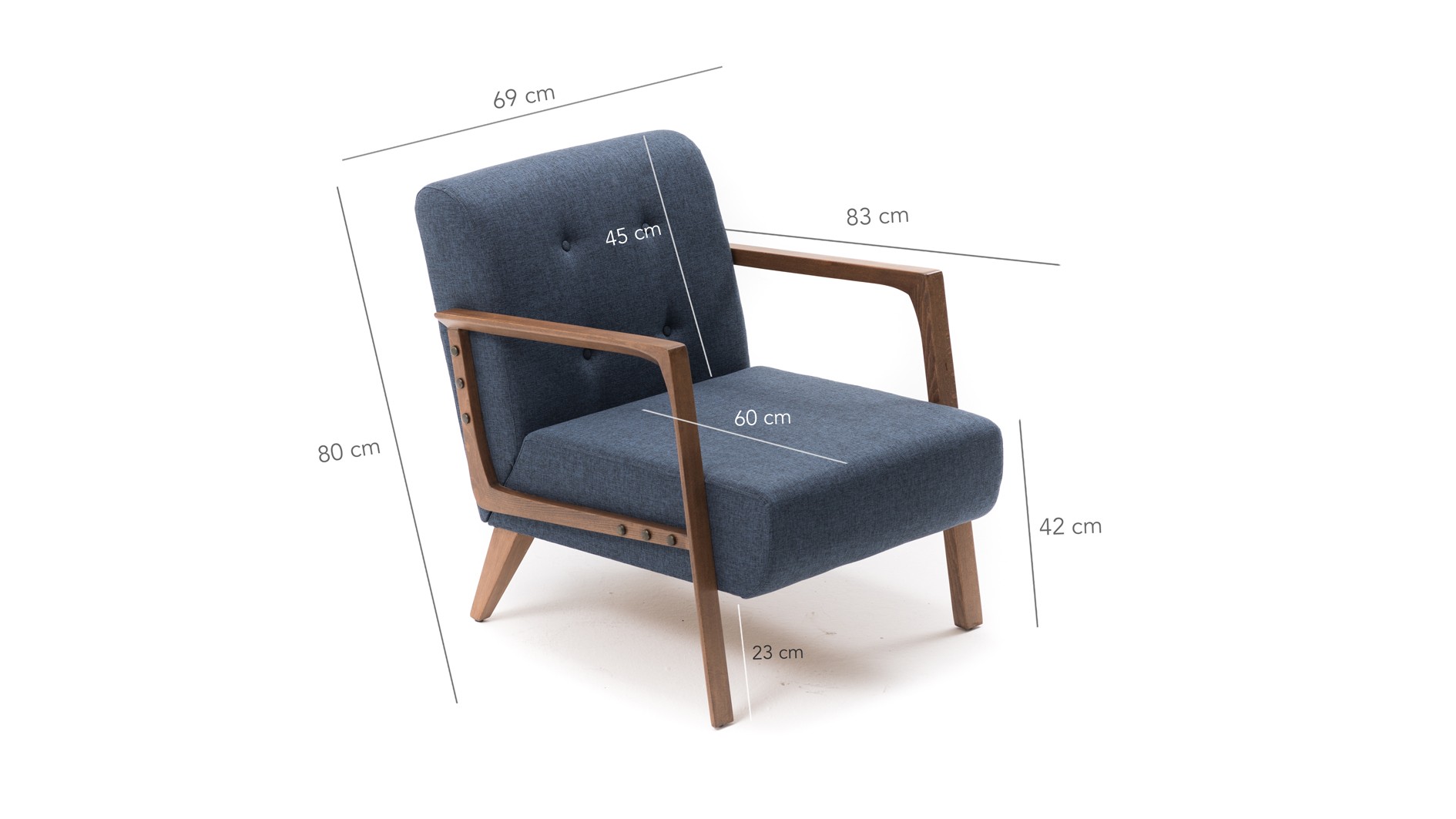 Kemer Sessel Holzfurnier Blau