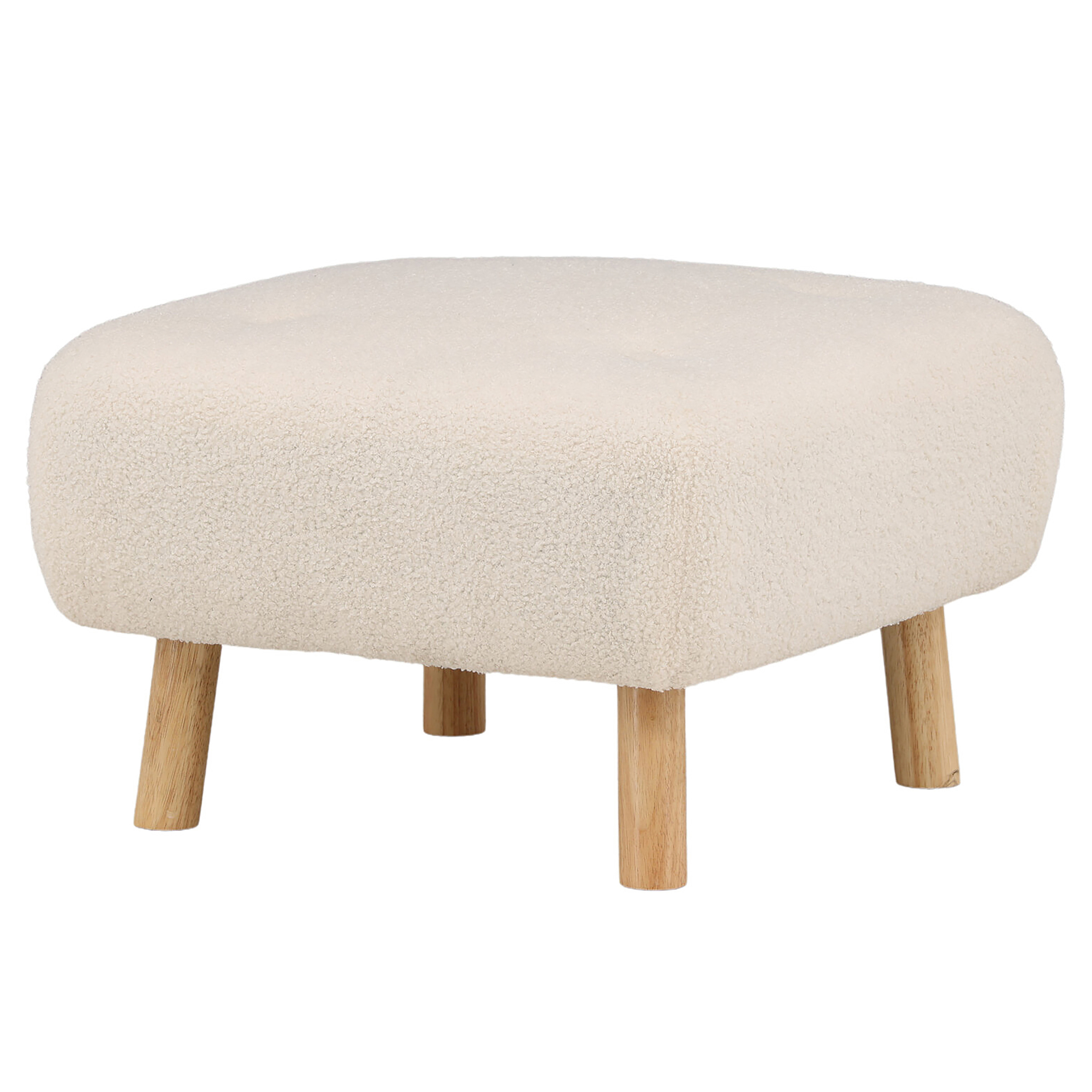 Salina Upholstered Ottoman Teddy Fabric White