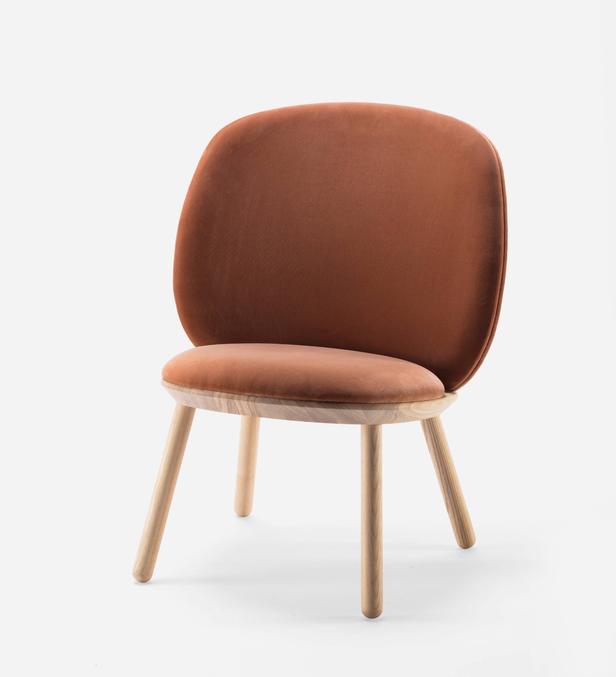 Loungestuhl Eschenholz Velour Terracotta