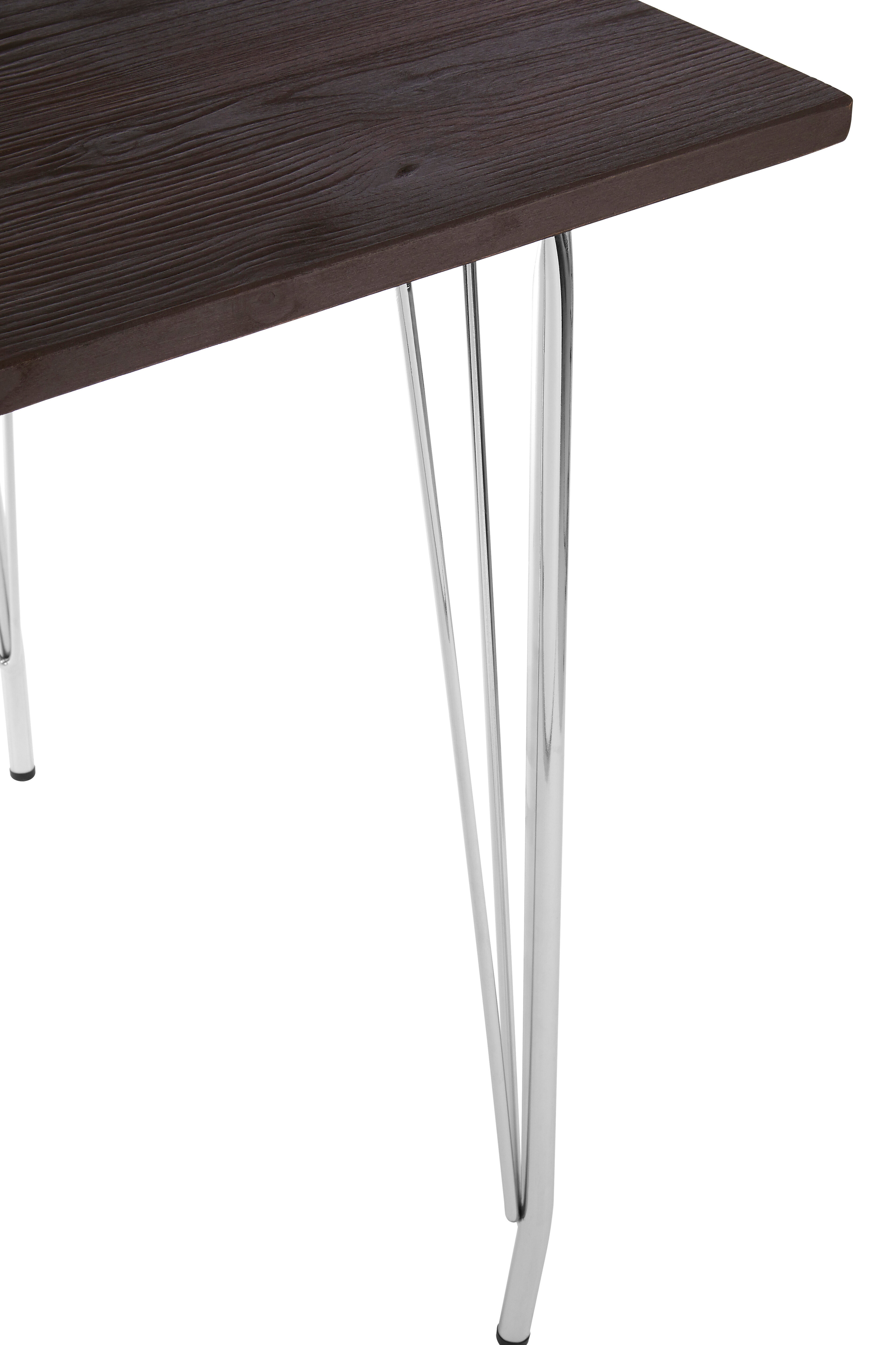 District Chrom Metall und Elm Holz Tisch

