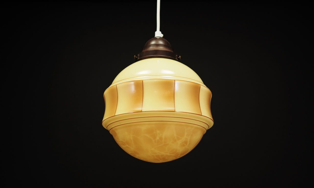 Vintage pendant lamp glass cream 1970s