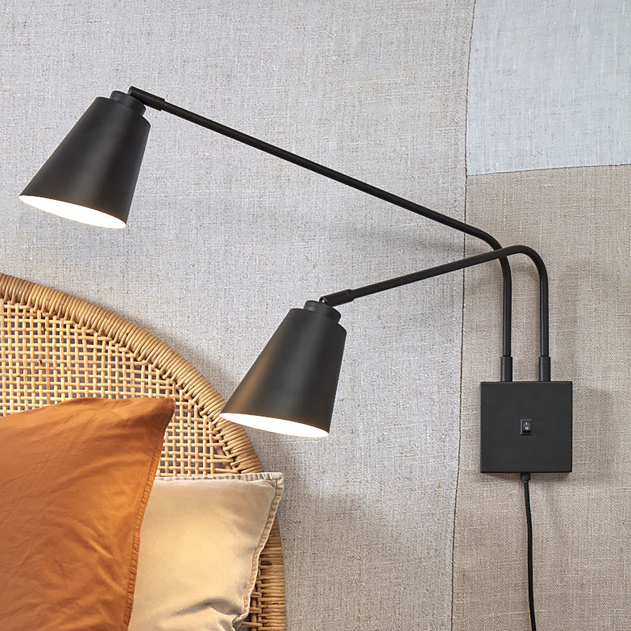 Wall lamp Bremen 2-Light Iron Black