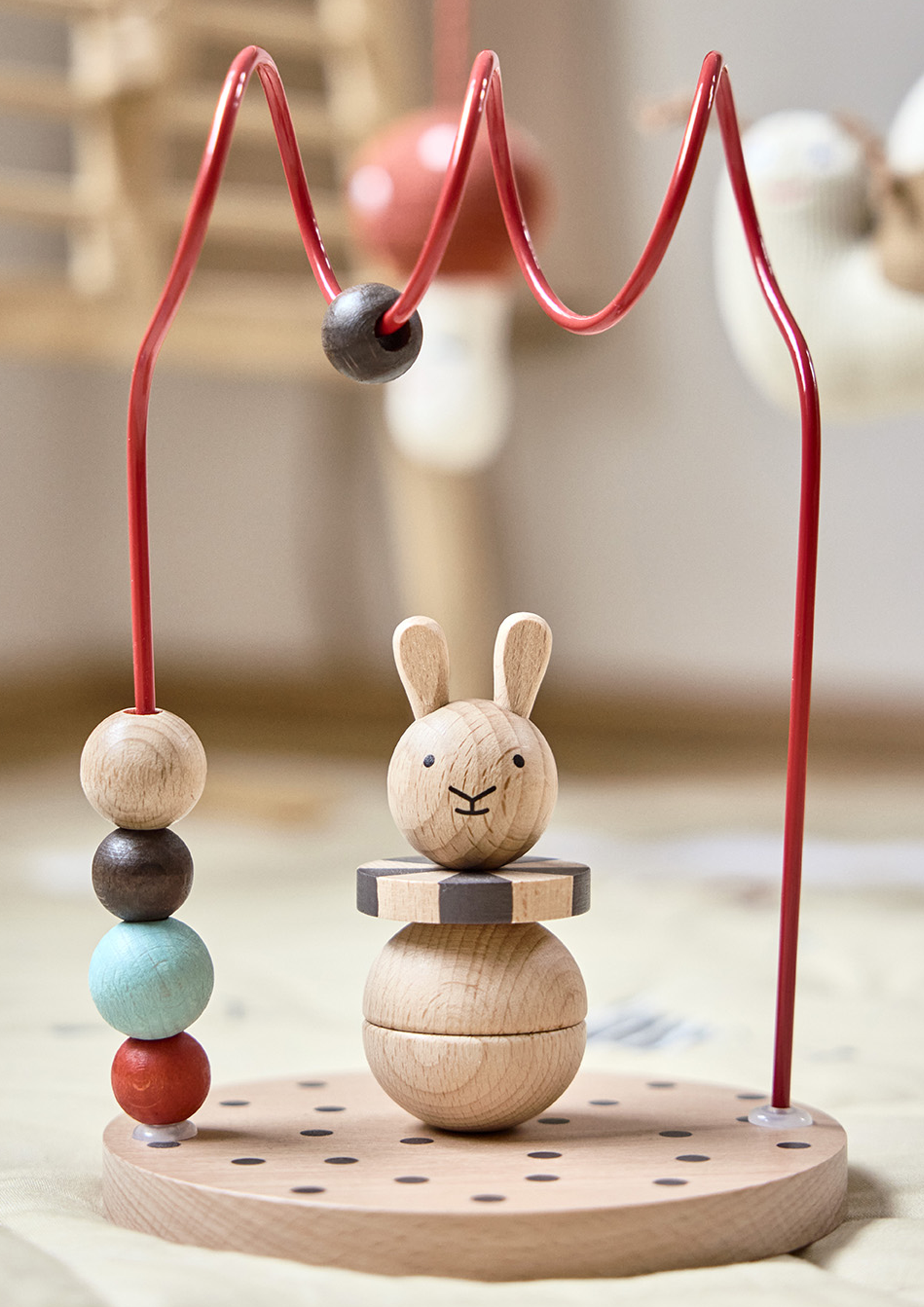 Circus Rabbit Abacus Holzspielzeug Natur Kirschrot