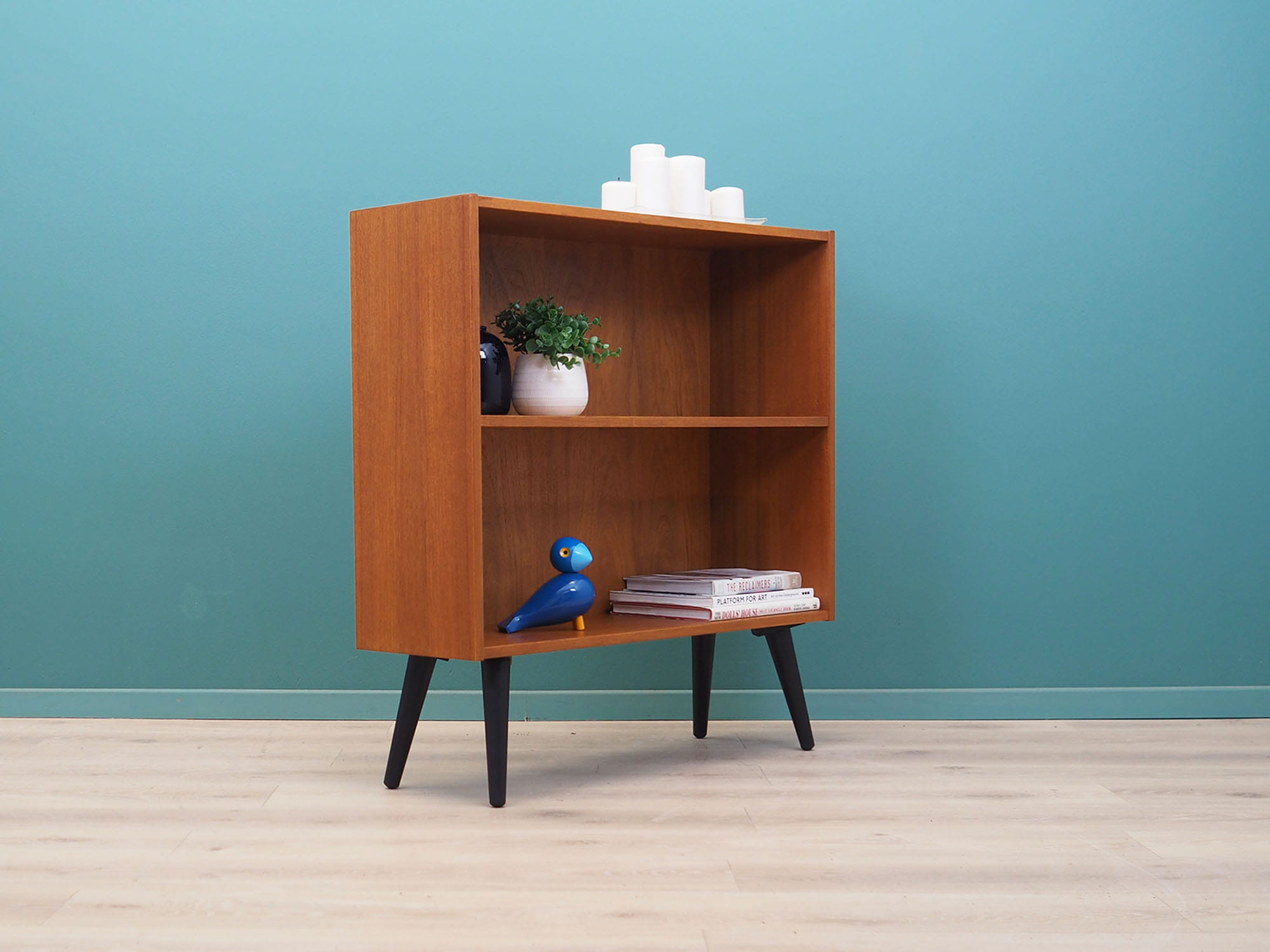 Vintage Bücherregal Teakholz Braun 1970er Jahre