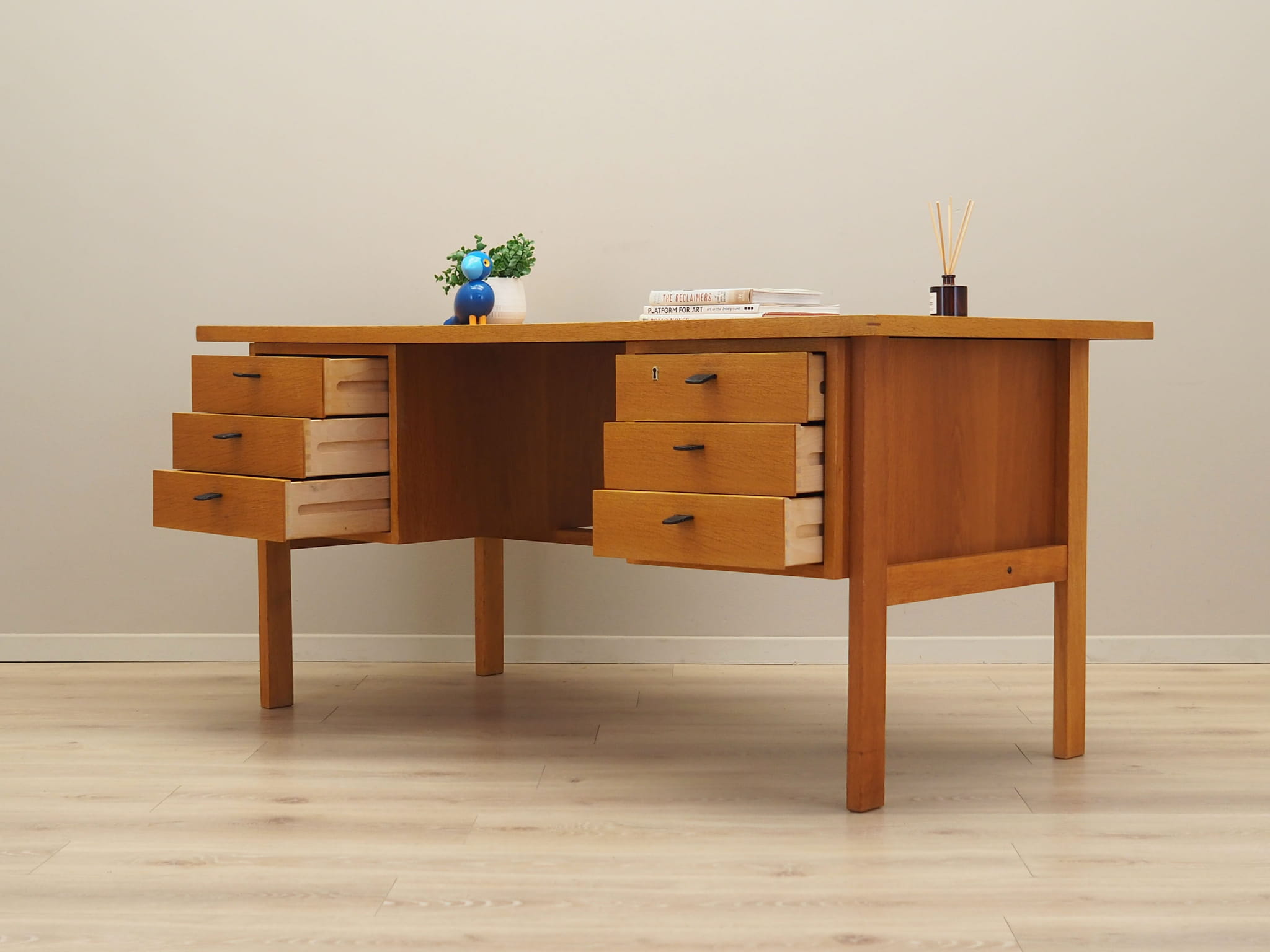 Vintage Desk Ash Wood Brown 1960s