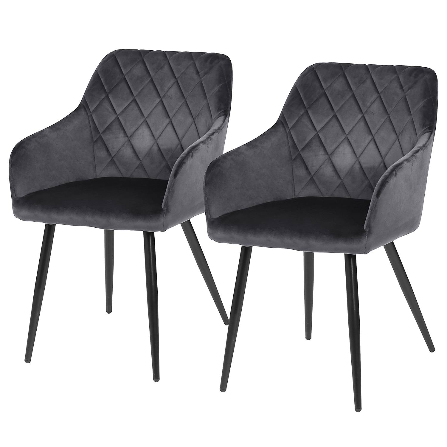 Omure Armlehnenstuhl 2er-Set Dunkelgrau