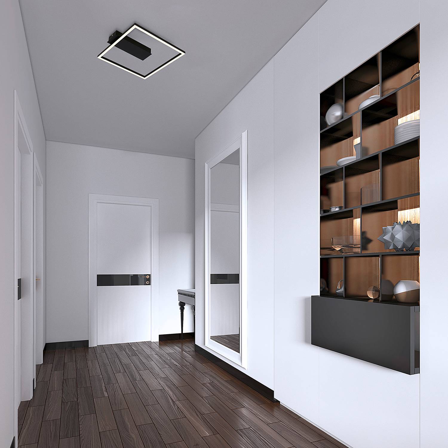 1-Flammig LED-Deckenleuchte Figa Aluminium Schwarz