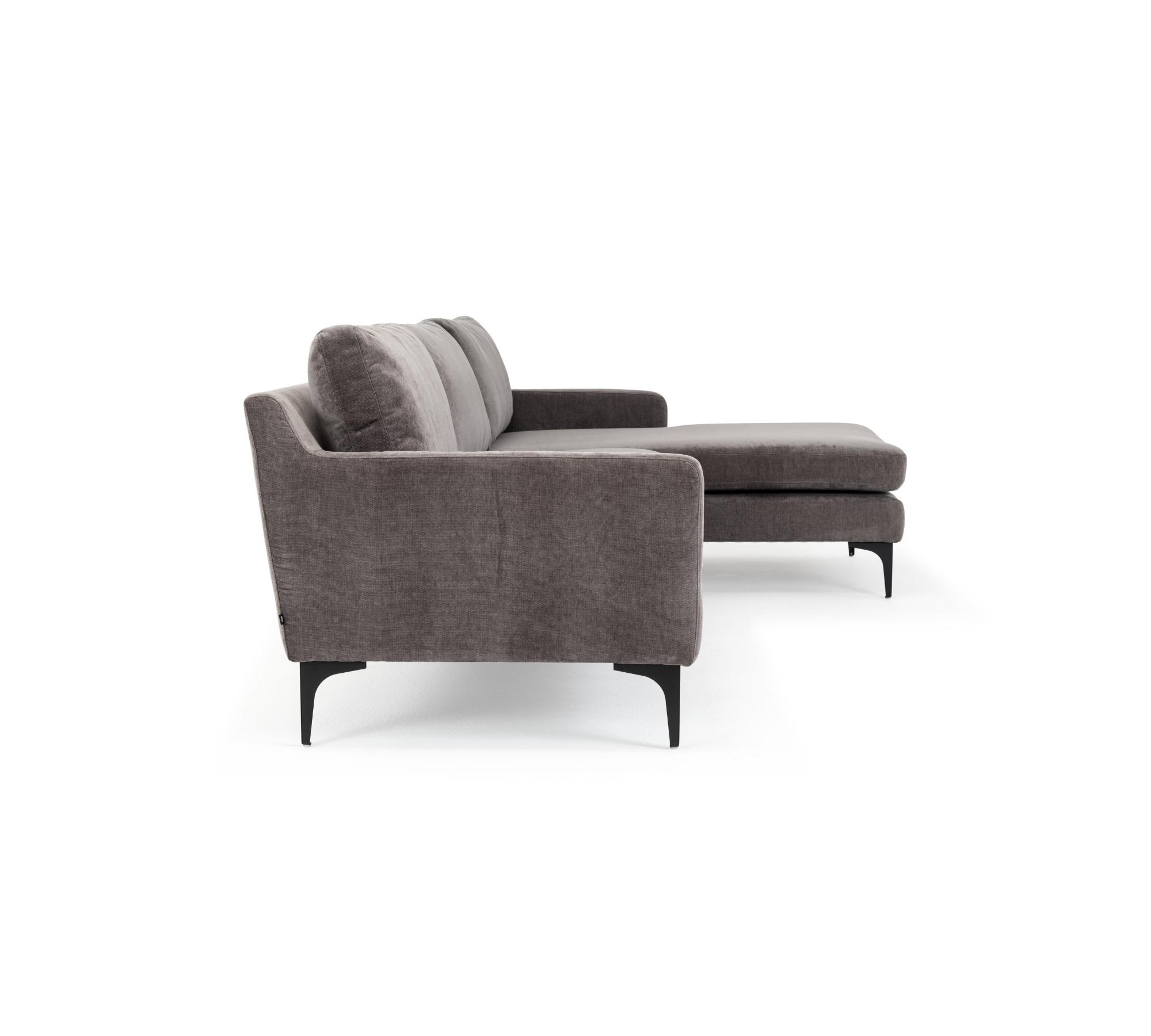 Astha Ecksofa Récamiere Rechts Danny Steel Grey