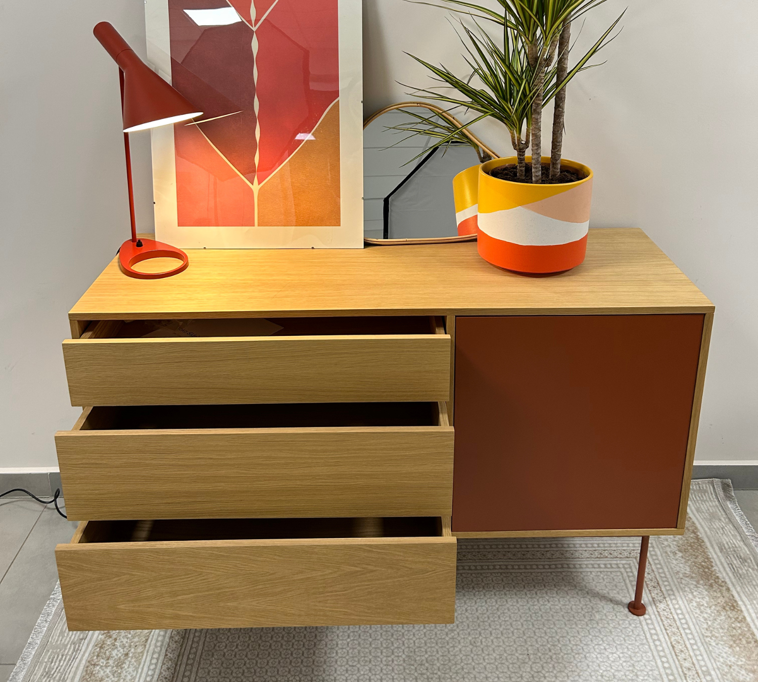 Aparador Yoko Kommode Holz Rot