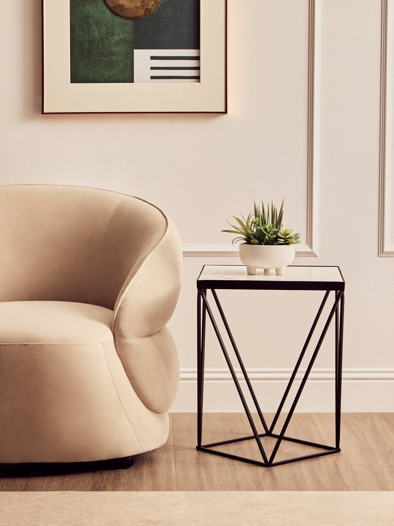 Shalimar Square Black Finish Base Side Table