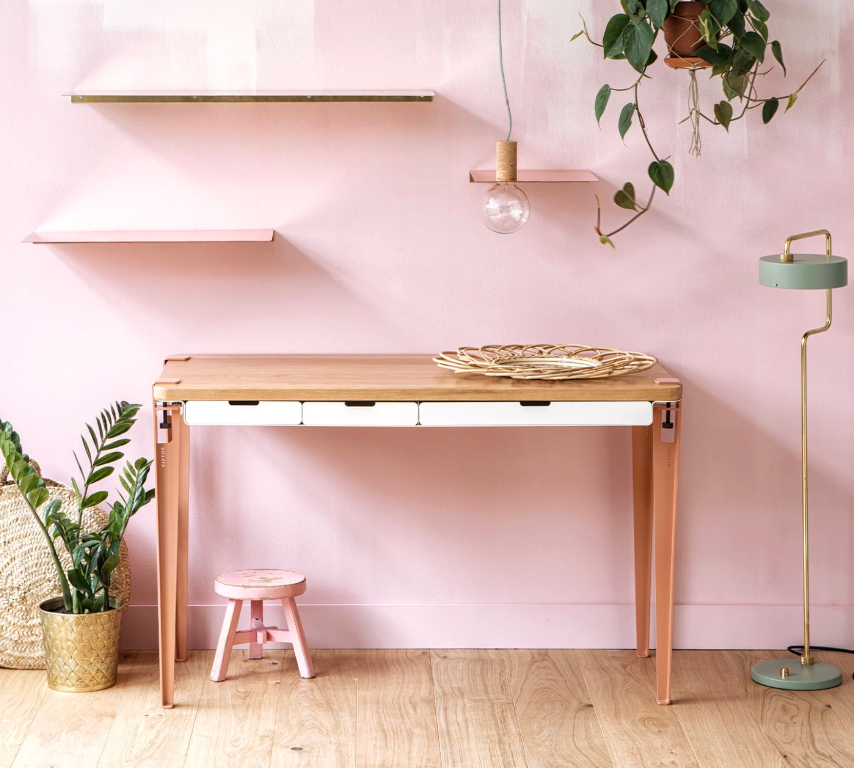4x Tischbein Stahl Rosa