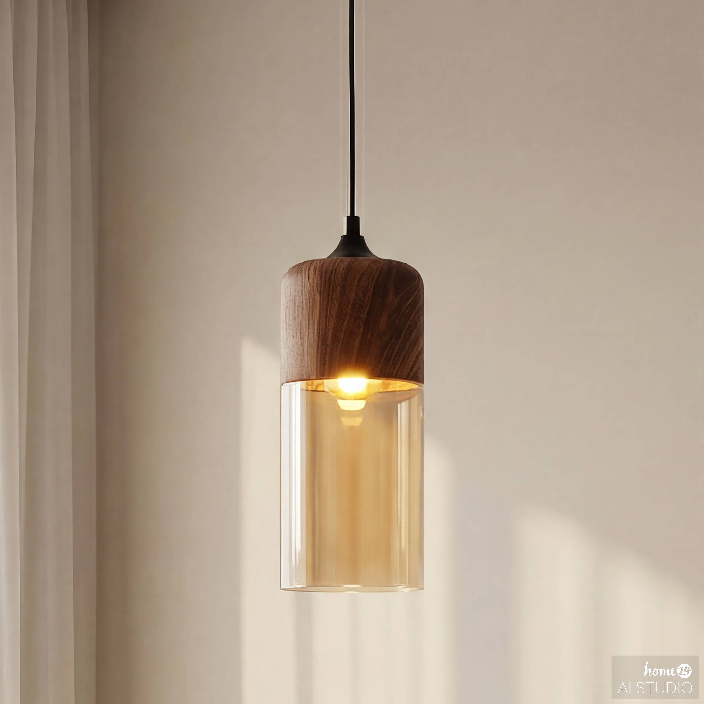 1-Light Kavon Pendant Light Cylindrical Shape Colored Glass Iron