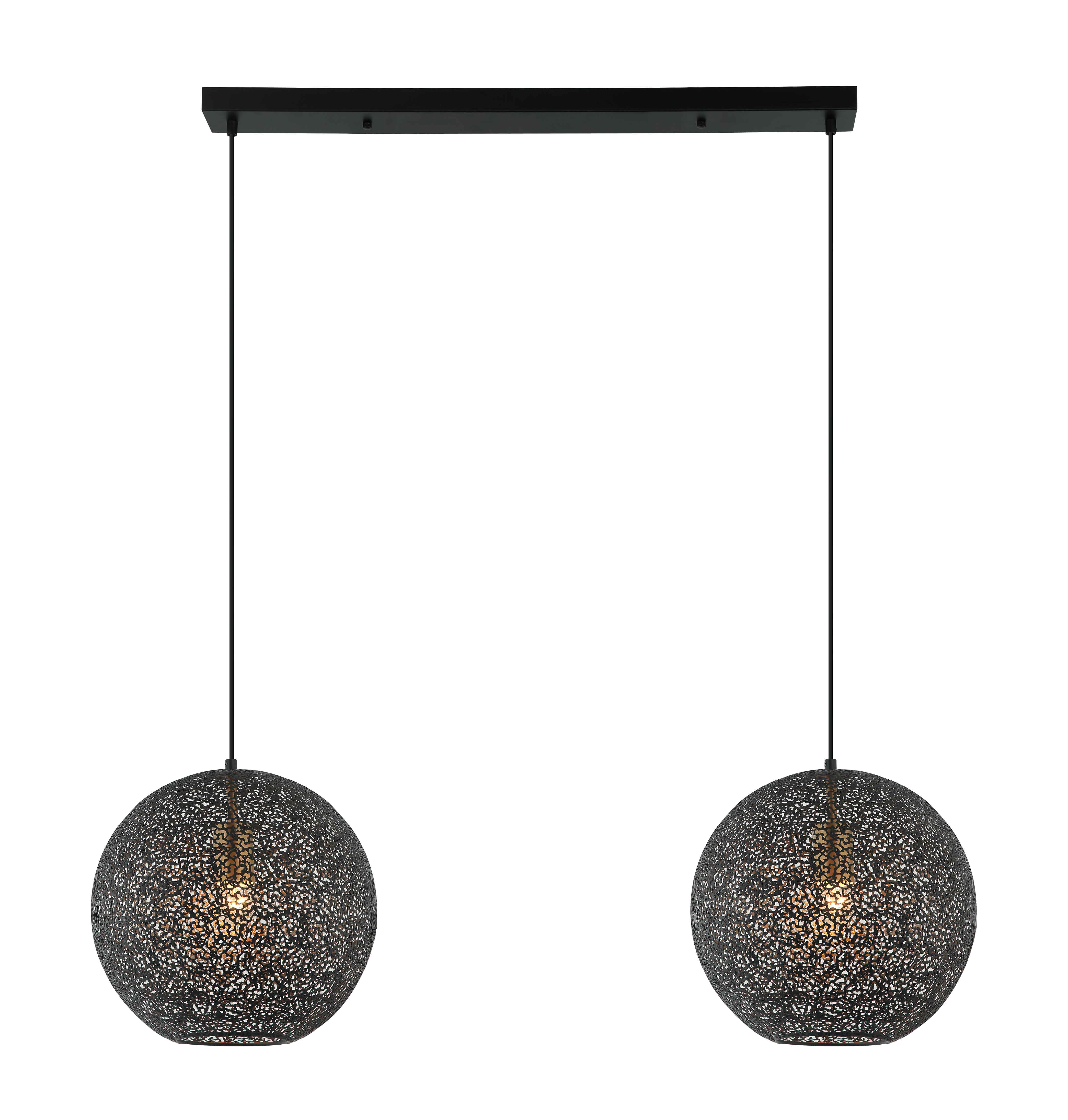 Pendant lamp 2-light metal black